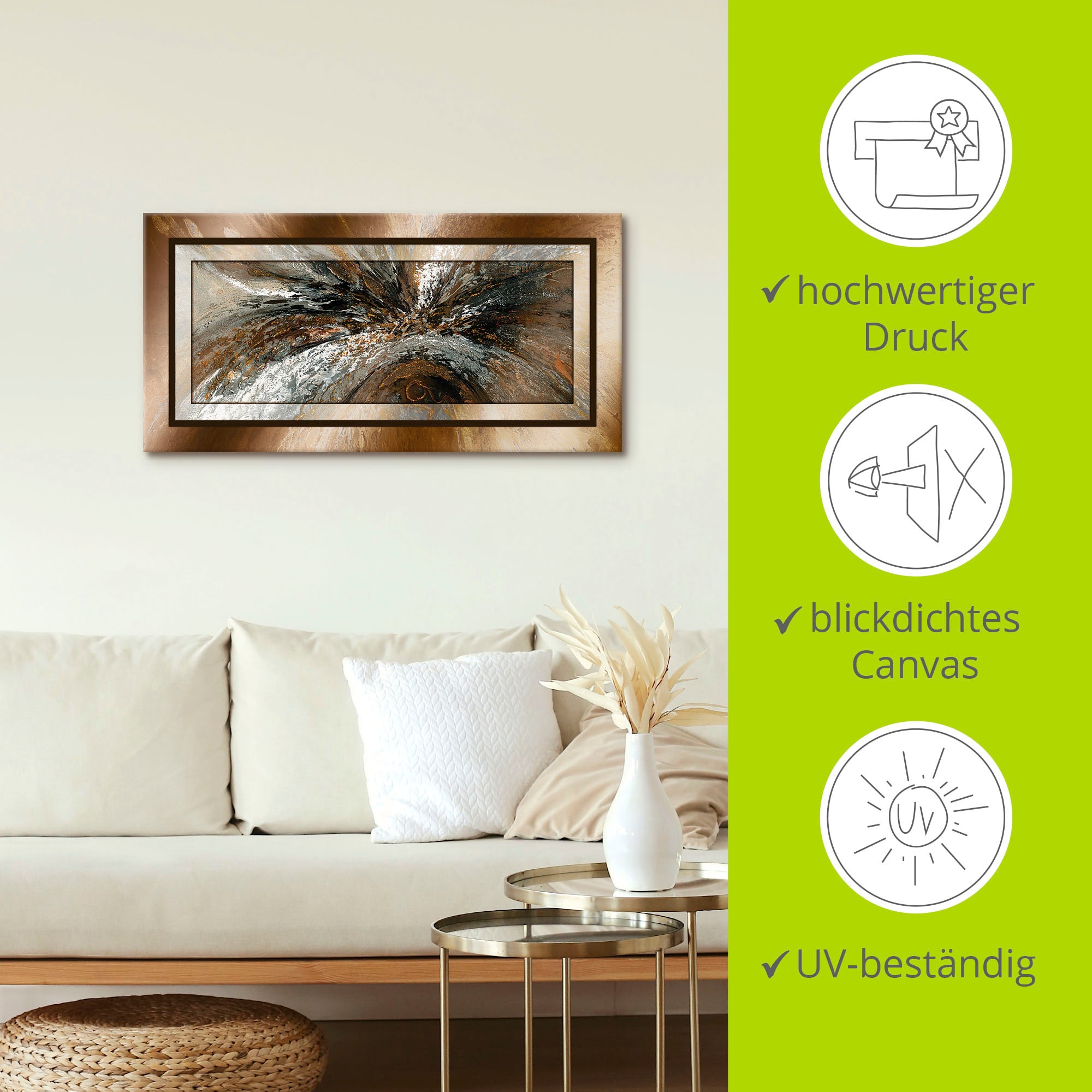 Artland Wandbild »Gold Abstrakt 1«, Gegenstandslos, (1 St.), als Alubild, Outdoorbild, Leinwandbild, Poster in verschied. Grössen
