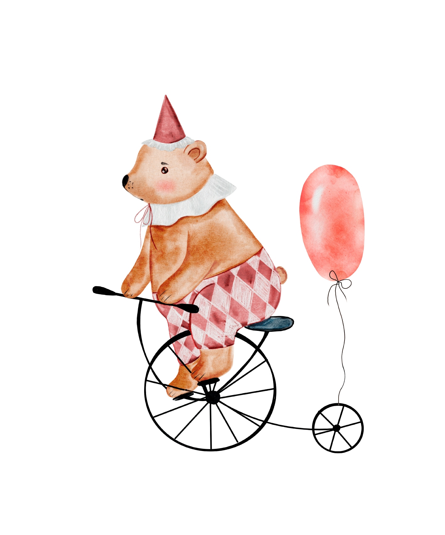 Lüttenhütt Bild mit Rahmen »oder Poster, Bär mit Luftballon« Bär | Fahrräder | Fantasy | Karneval | Luftballon | Tiere 1 Stk. tlg. HD Premium Druck
