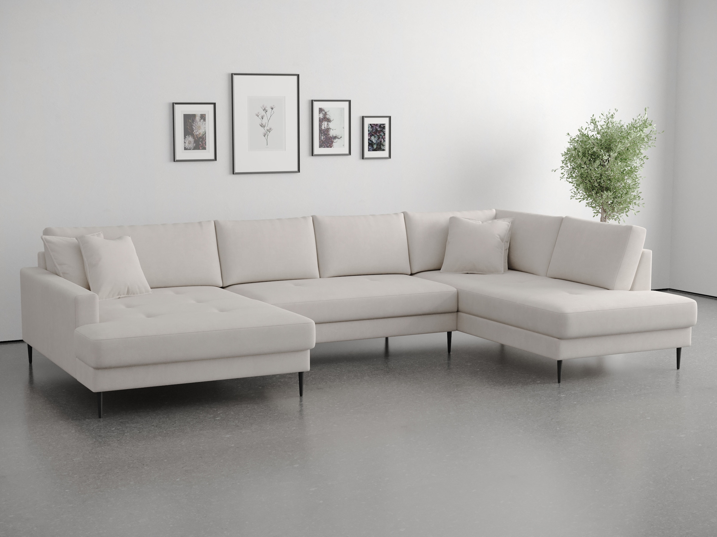 GOODproduct Paysage de salon »Summer U-Form, B: 360 cm mit Zierkissen« forme en U, L : 360 cm en velours côtelé et structure