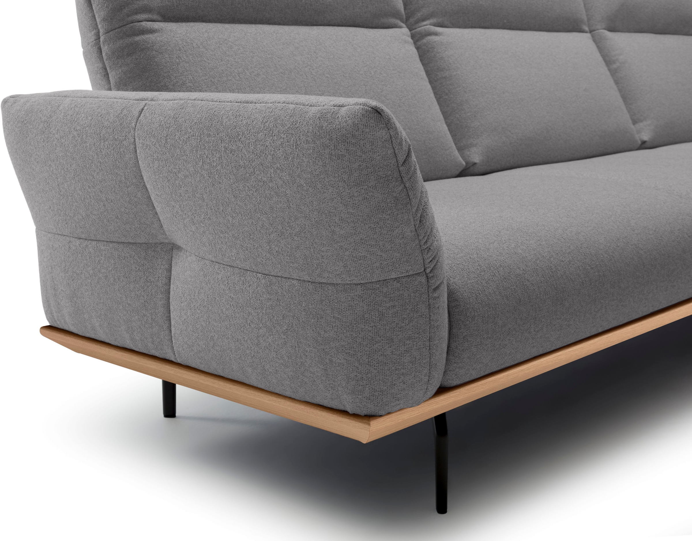 Creation BY ROLF BENZ Canapé d'angle »CR.460, Design-Sofa der Extraklasse, verstellbare Rückenlehne, L-Form« socle en chêne, pieds d'angle en gris ombre, largeur 338 cm