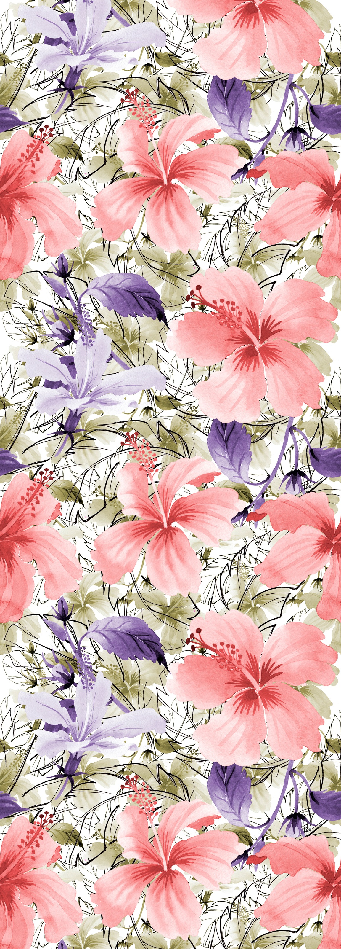 Image of queence Vinyltapete "Bathia" Motiv bedruckt botanisch floral gemustert natürlich glatt 90x250cm, selbstklebend, kinderleichte Anbringung, Sticker
