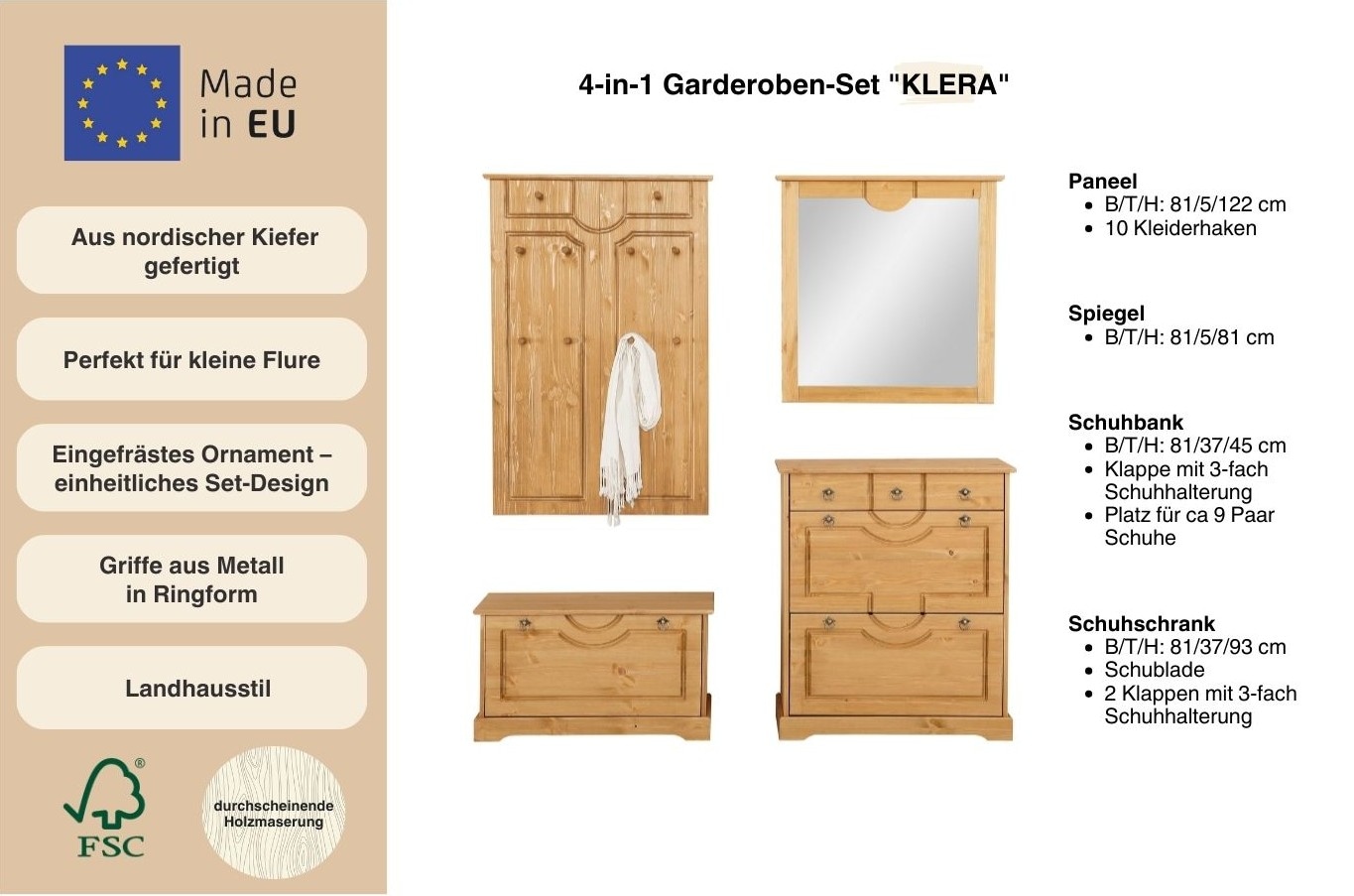 Home affaire Ensemble de vestiaires »Klera« Set, 4 cuis tlg.