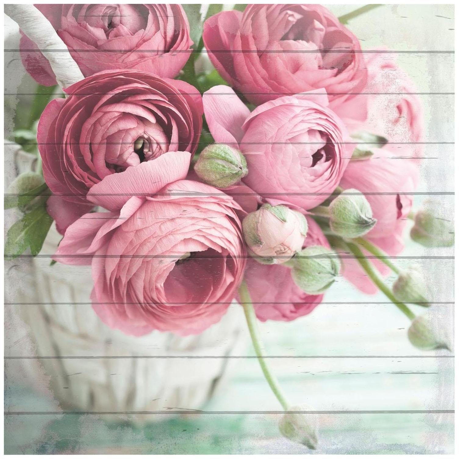 Image of Home affaire Holzbild »Pfingstrosen in Vase«, 40/40 cm bei Ackermann Versand Schweiz