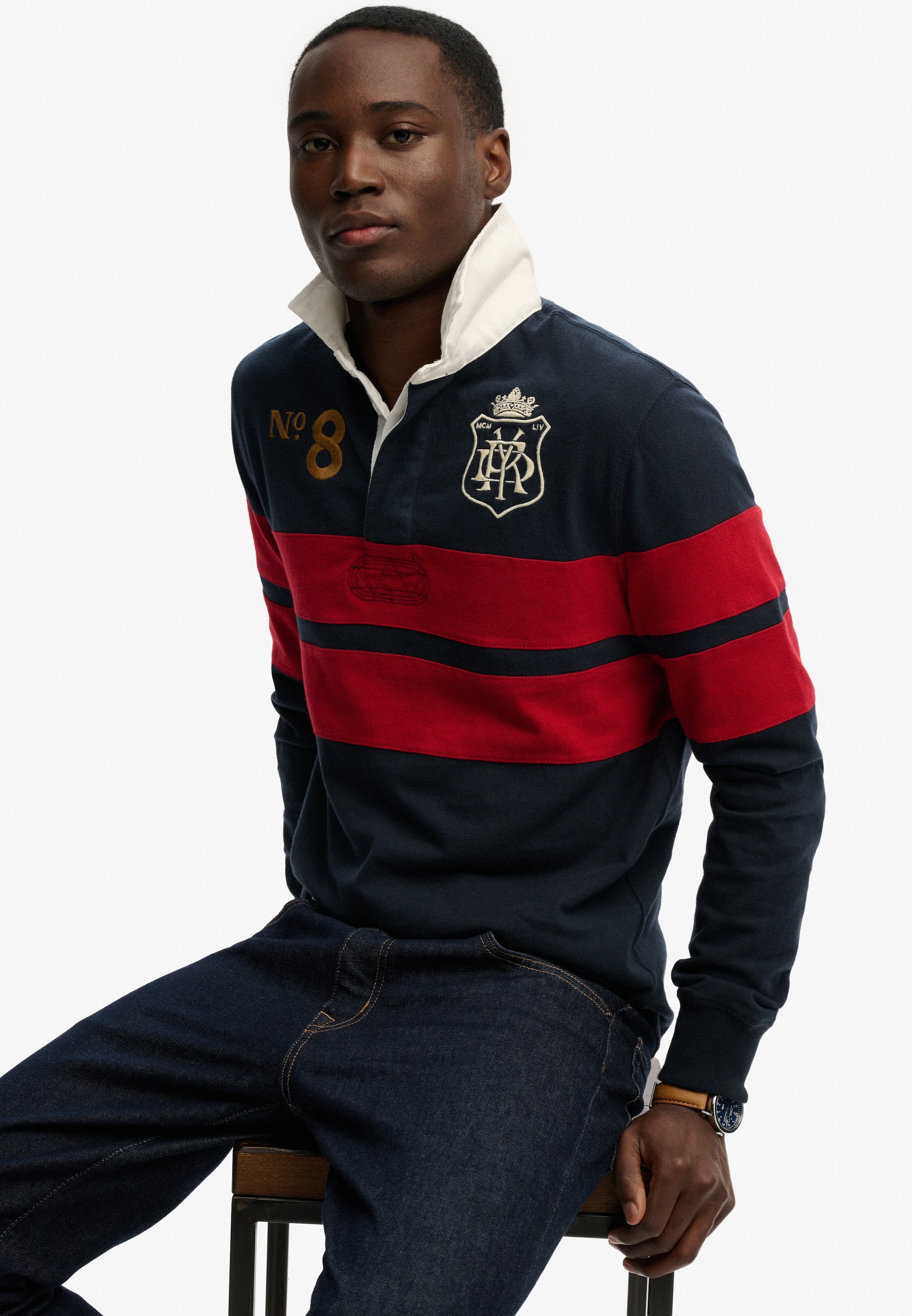 Superdry Langarmshirt »DOUBLE EMBLEM STRIPE RUGBY«
