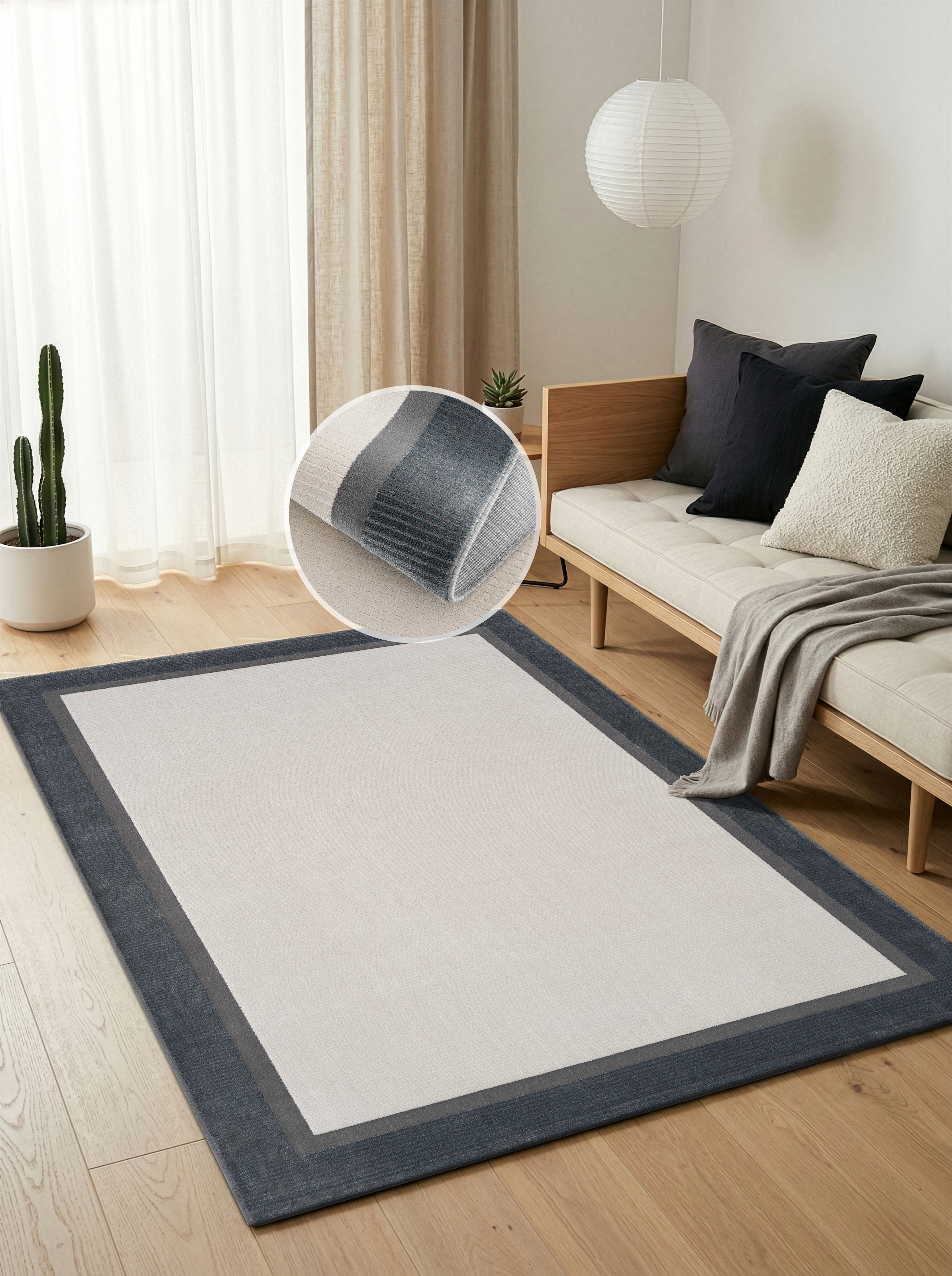 Calvin Klein home Teppich »Dark Pulse, mit Rahmen, Designerteppich« rechteckig 6 mm Höhe elegantes Design, Wohnzimmer, Schlafzimmer, Esszimmer