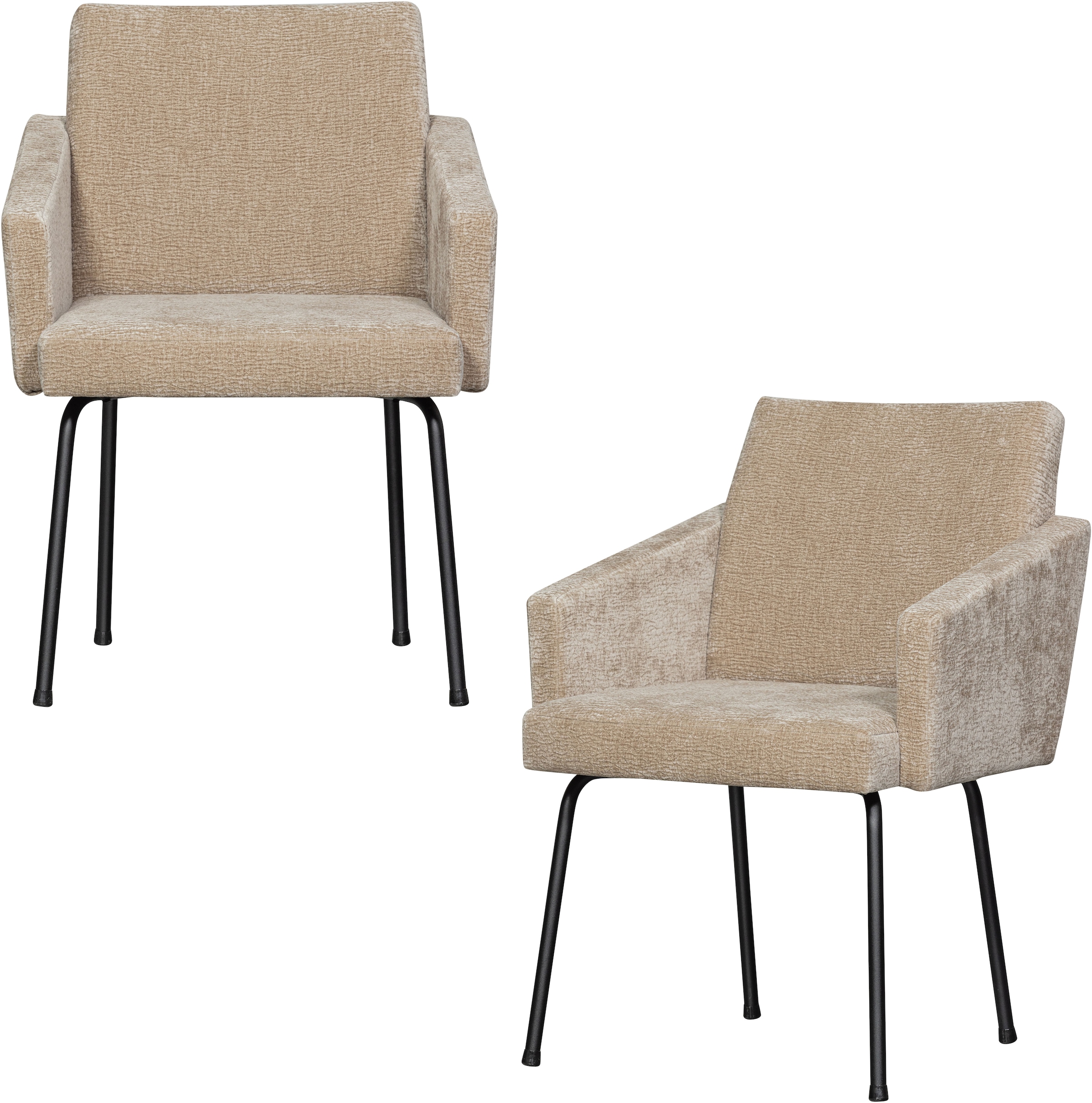 Image of WOOOD Esszimmerstuhl "Mount mit Textur Chenille bezug en Metallgestell B 61 x T 65 x H 82 cm" (Set) 2 Stk.Maximale Verschleissfestigkeit, mit mattem Glanz, Tragkraft 100 kg
