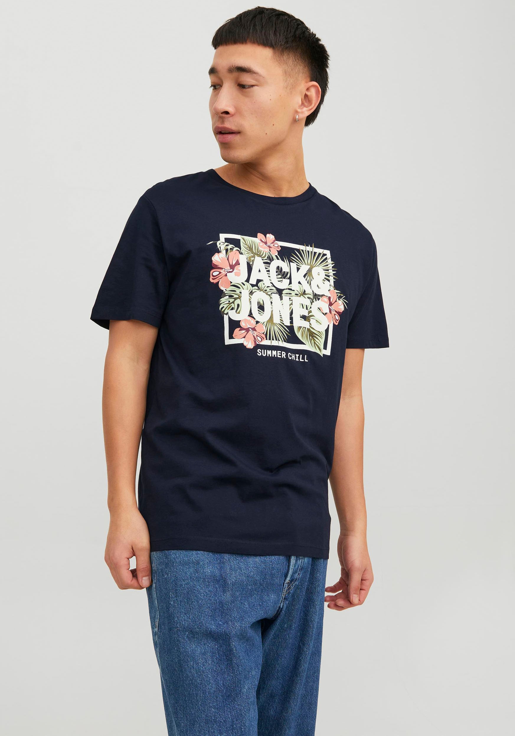 Jack & Jones Rundhalsshirt »JJBECS SHAPE TEE SS CREW NECK«