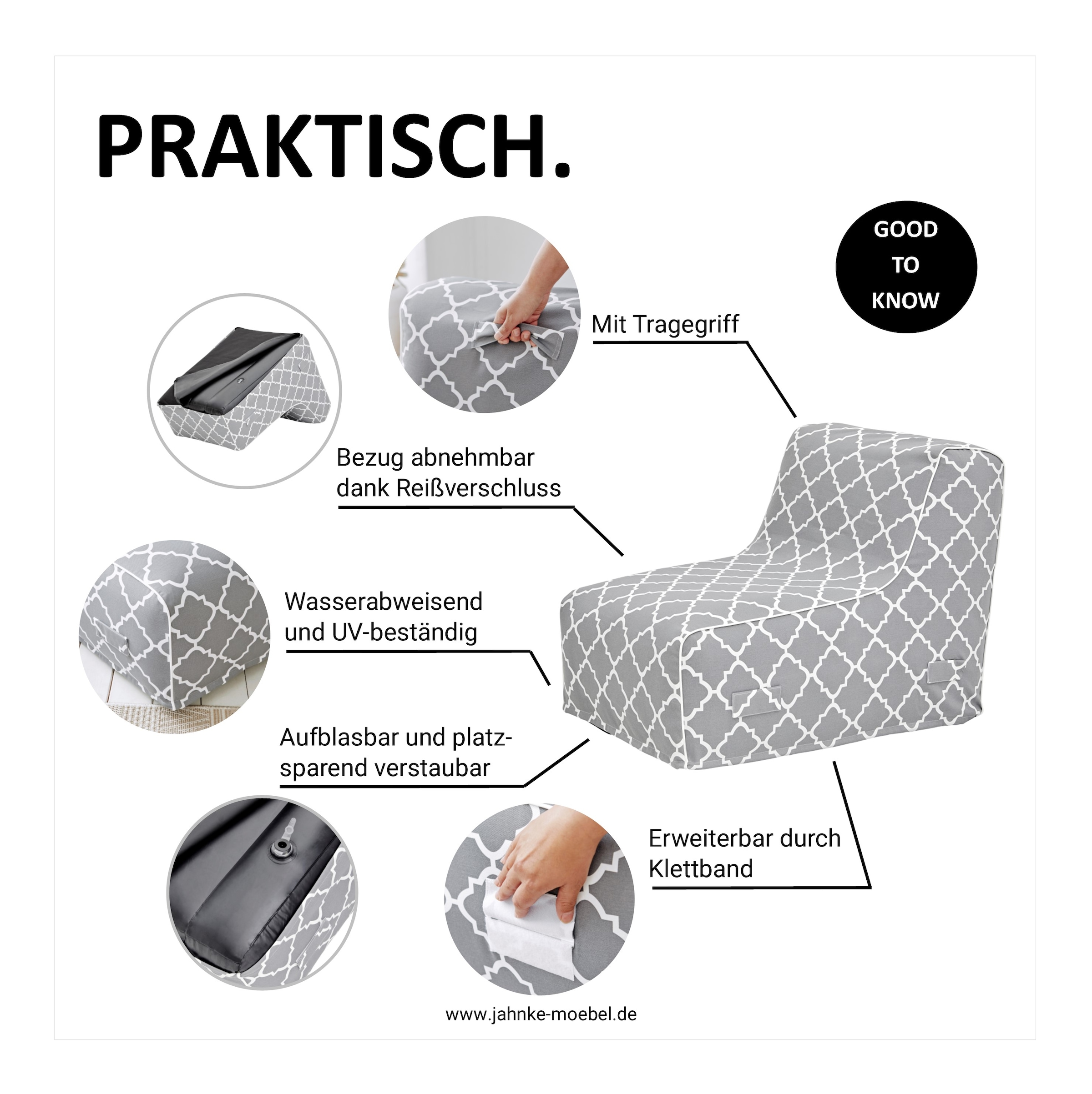 Jahnke Loungesessel »AIR LOUNGE« 1 Stk. tlg. aufblasbar, Indoor & Outdoor, 60 cm Sitztiefe