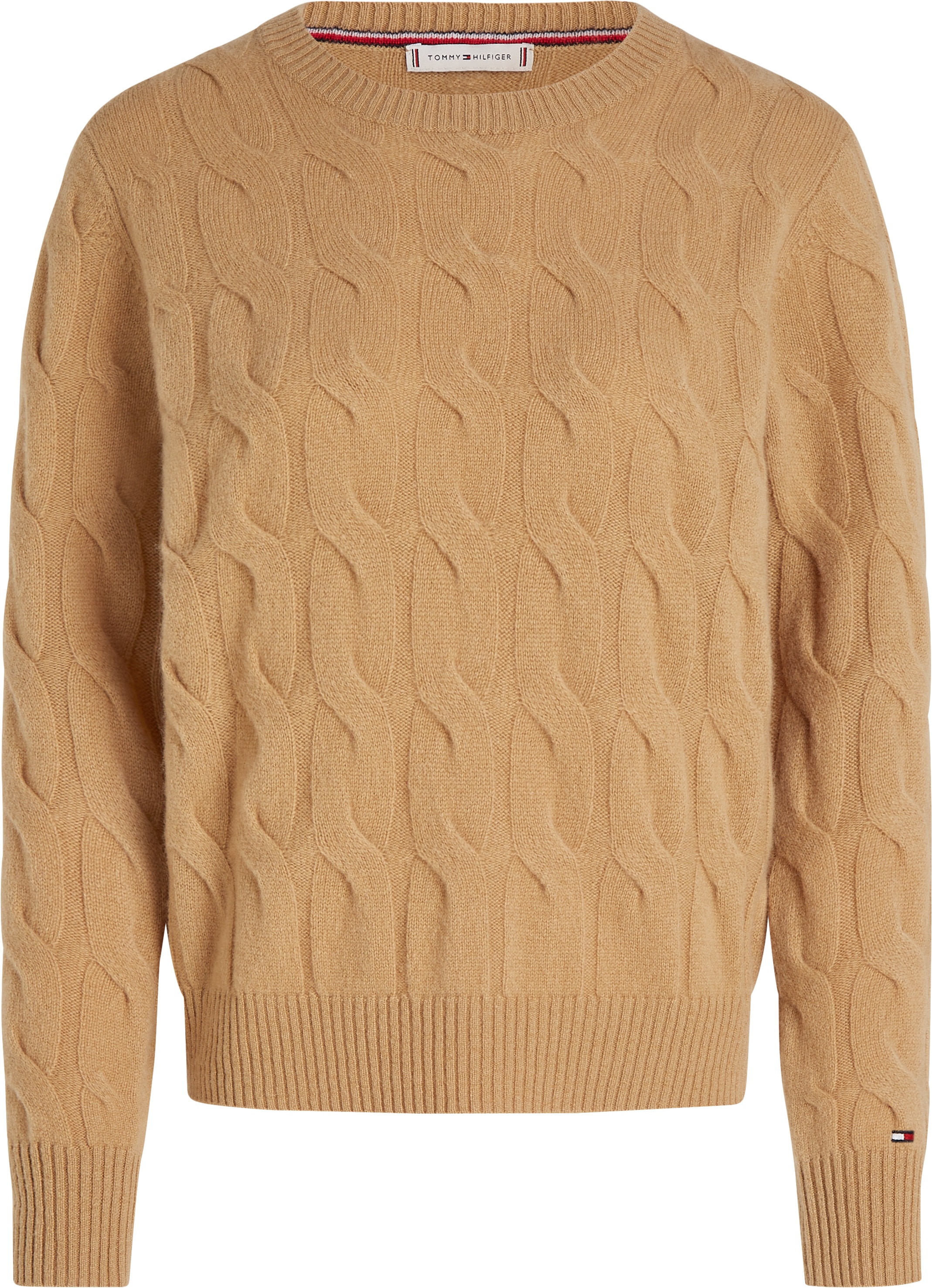 Strickpullover »SOFT WOOL CABLE C-NK«, mit Zopfmuster, Rundhals