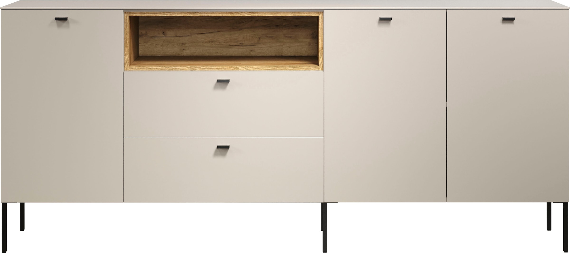 Places of Style Sideboard »San Pedro«, (1 St.), Anrichte mit Griffen und Füssen aus Metall - (B/T/H) 197/42/85 cm