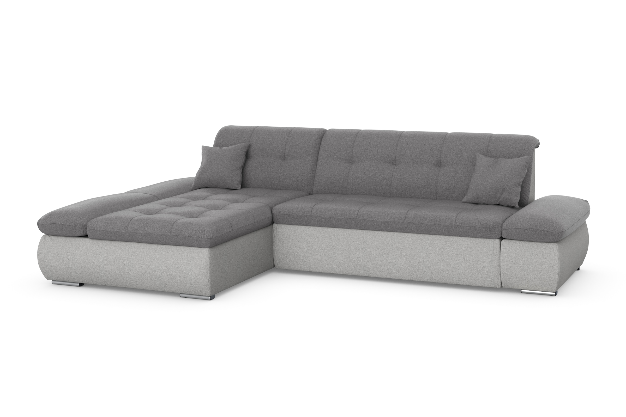 DOMO collection Ecksofa »Moric, L-Form, XXL-Sofa - Breite 300cm«, wahlweise mit Bettfunktion und Armteilverstellung, silberfarben-grau