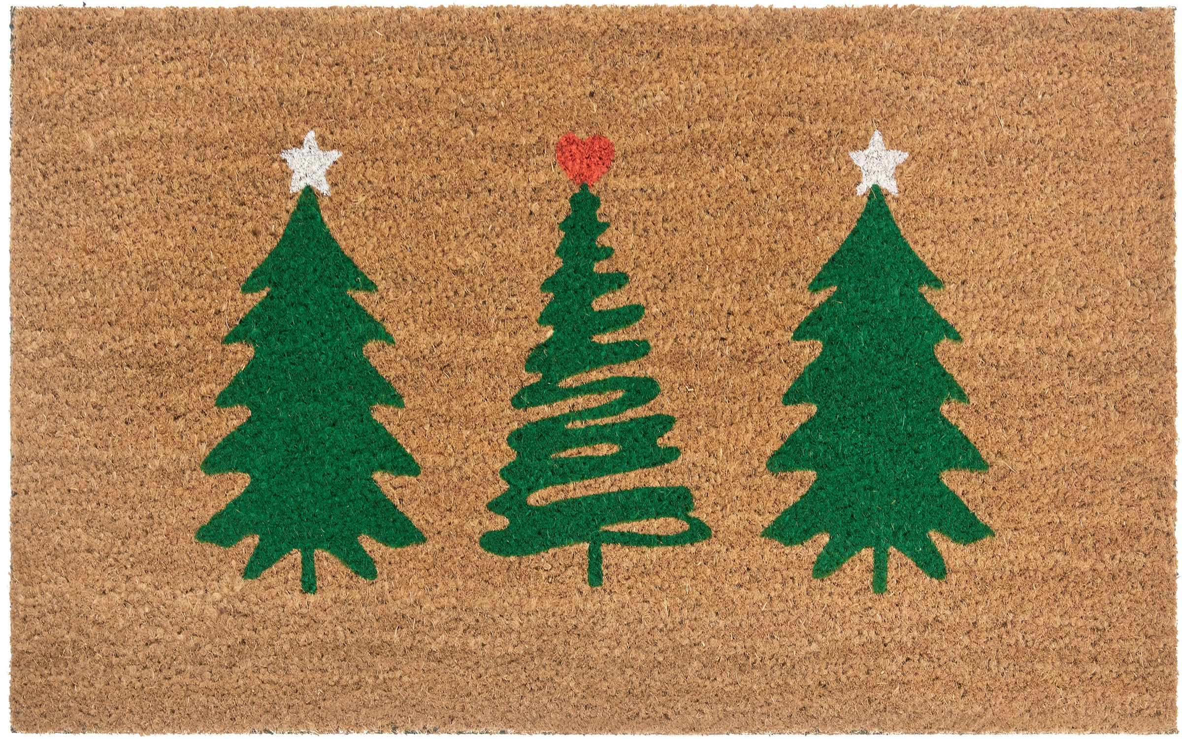 Fussmatte »Mix Mats Kokos Decorated Pine Trees«, rechteckig, 15 mm Höhe, Weihnachten,...