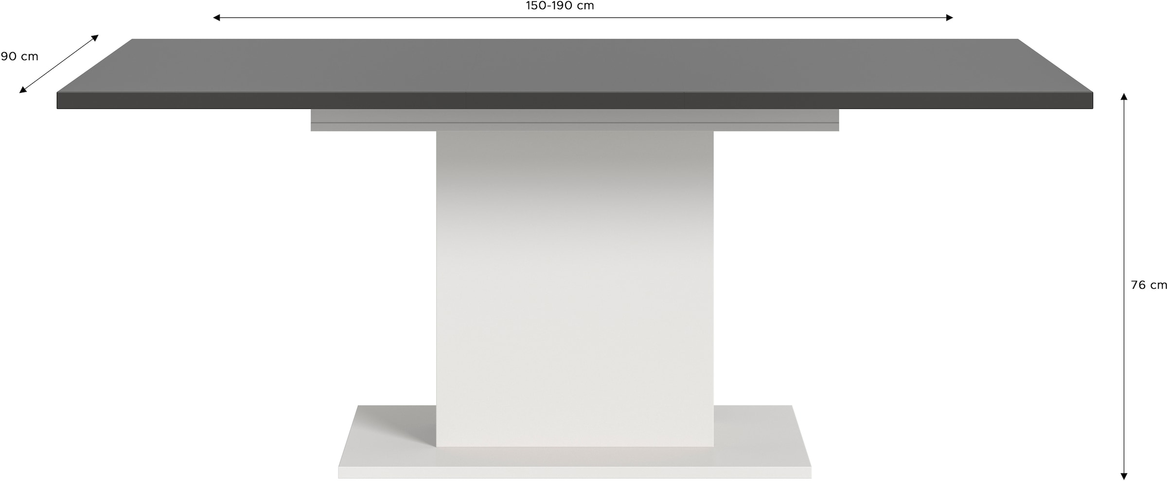 Home affaire Esstisch »Motus, ausziehbar 150 -190 cm, inklusive 40 cm Einlegeplatte« Set, 1 Stk. tlg. Säulengestell mit Bodenplatte, Tisch, Küchentisch, Esszimmer, Küche