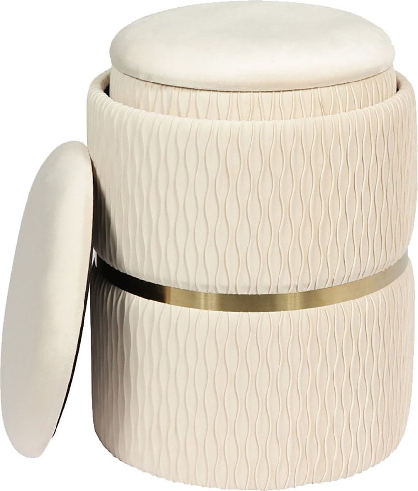 Kayoom Polsterhocker »Hocker Zora 425 2er-Set, Praktischer und versteckter Stauraum«, (Set, 2 St.), 2er-Set mit Stauraum, ineinander stapelbar, goldfarbenener Ring