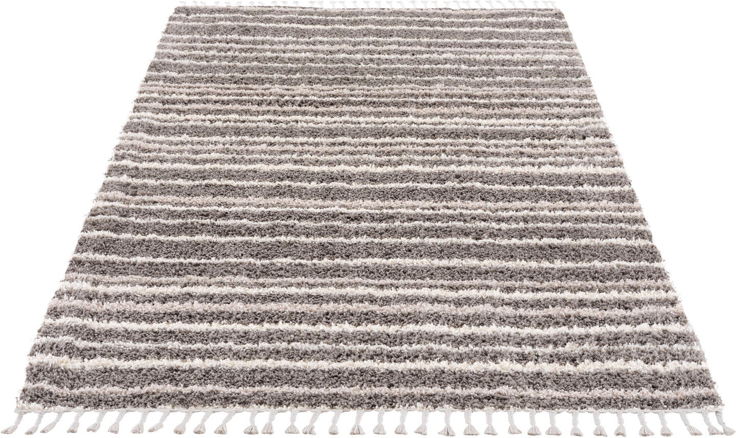 Carpet City Hochflor-Teppich »Pulpy 520«, rechteckig, 30 mm Höhe, besonders weich, mit Fransen, Streifen Look