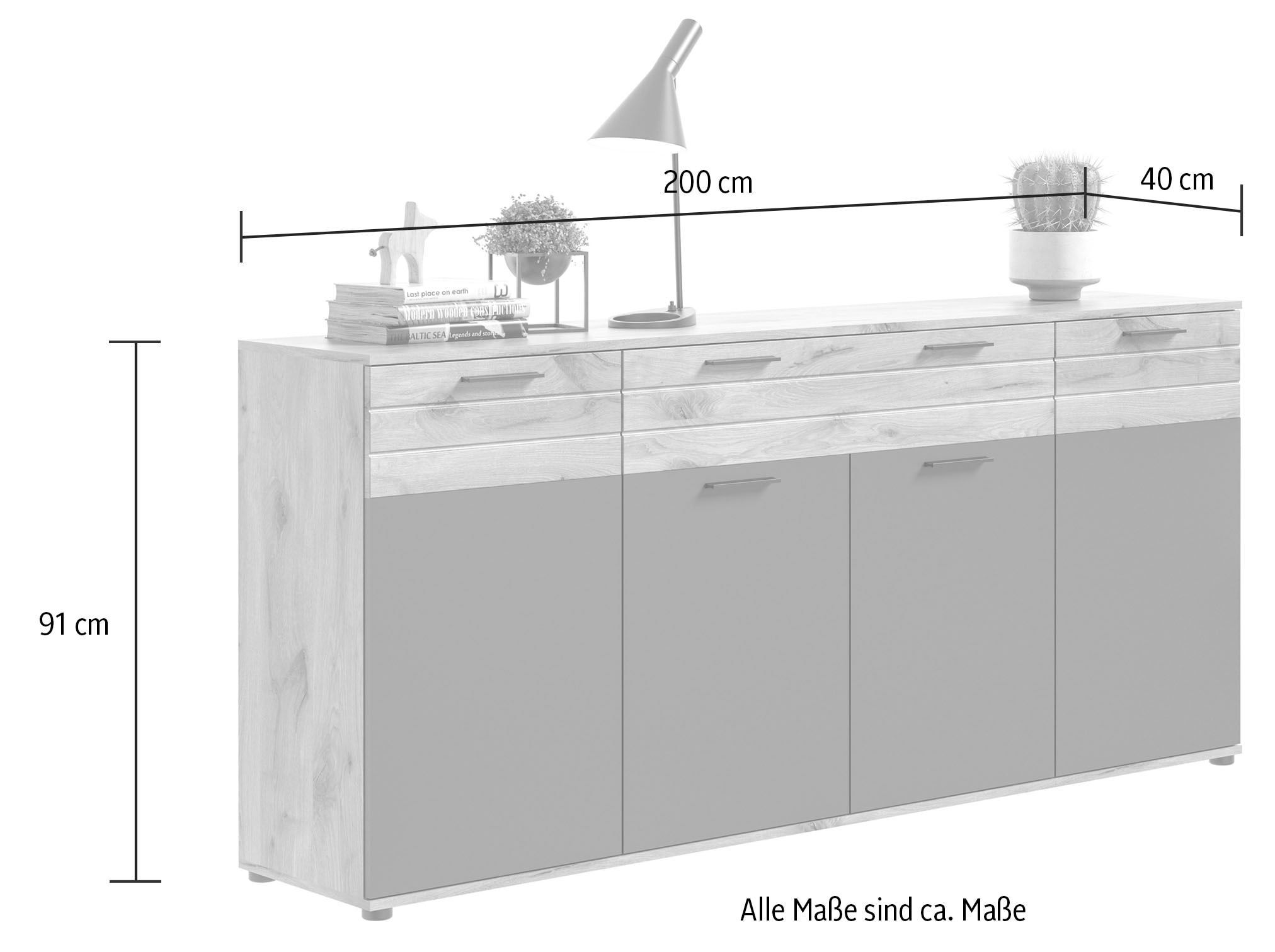 INOSIGN Sideboard »Riga«, Breoite 200 cm