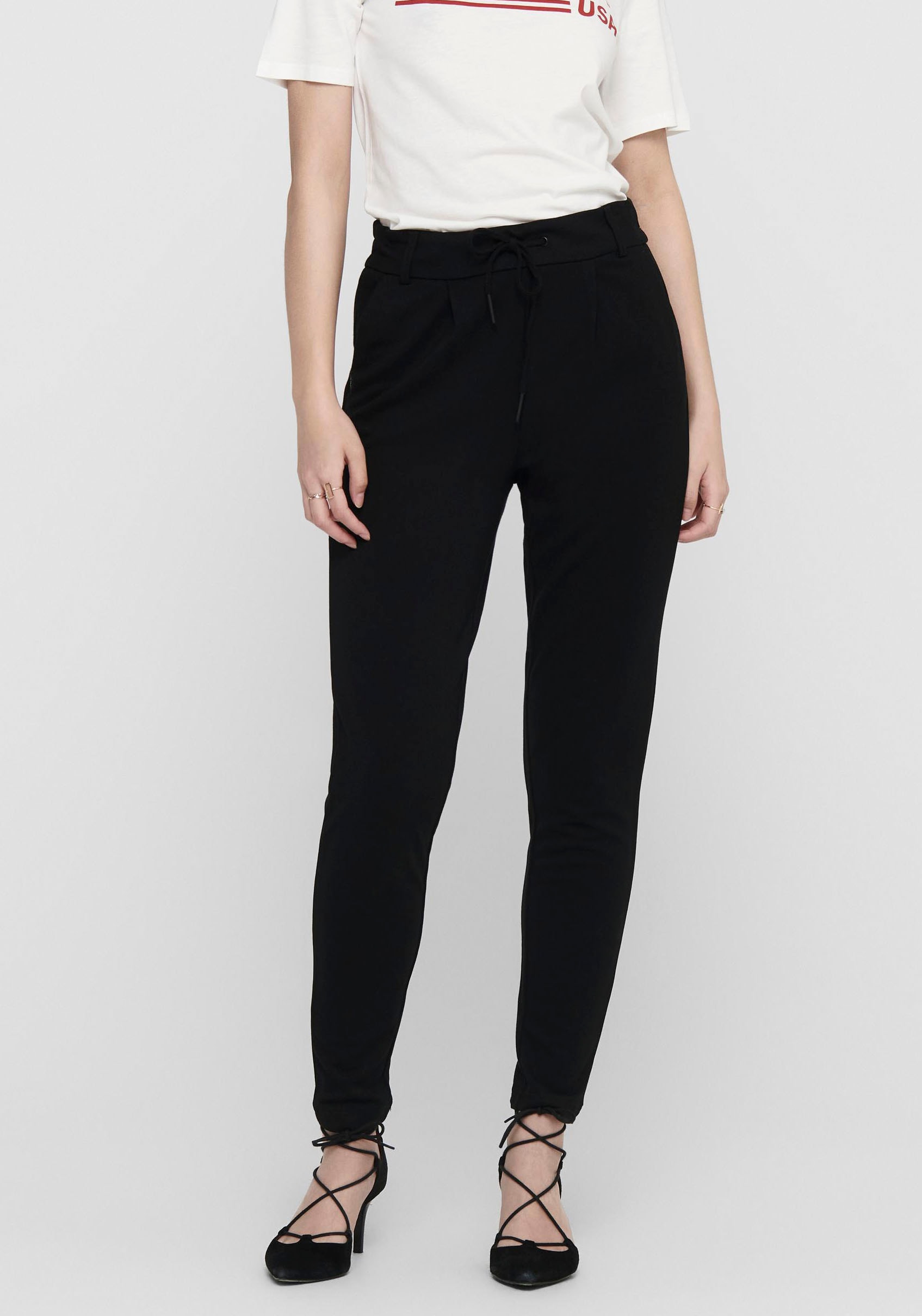 ONLY Jogger Pants »ONLPOPTRASH – Joggerhose mit Tunnelzugbund und Stretch«, casual, Milano Rib, regular fit, Viskosemischung