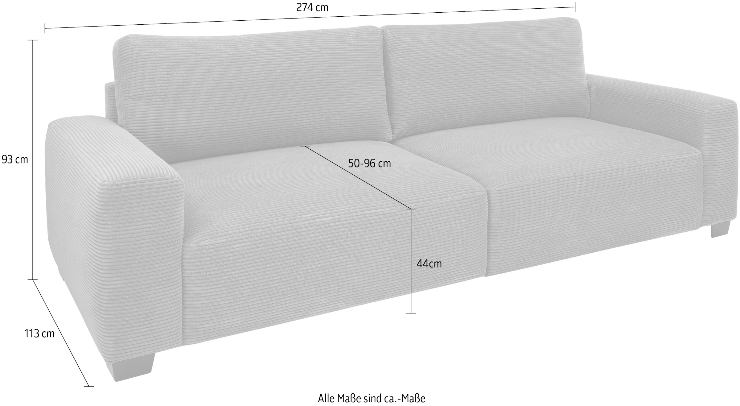ED EXCITING DESIGN 3-Sitzer »Elba«, Big-Sofa mit 2 Rückenkissen