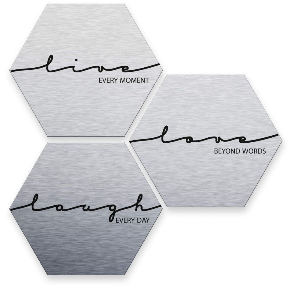 Image of Wall-Art Mehrteilige Bilder »Silberfarbeneffekt Live Laugh Love«, (Set, 3 St.) bei Ackermann Versand Schweiz