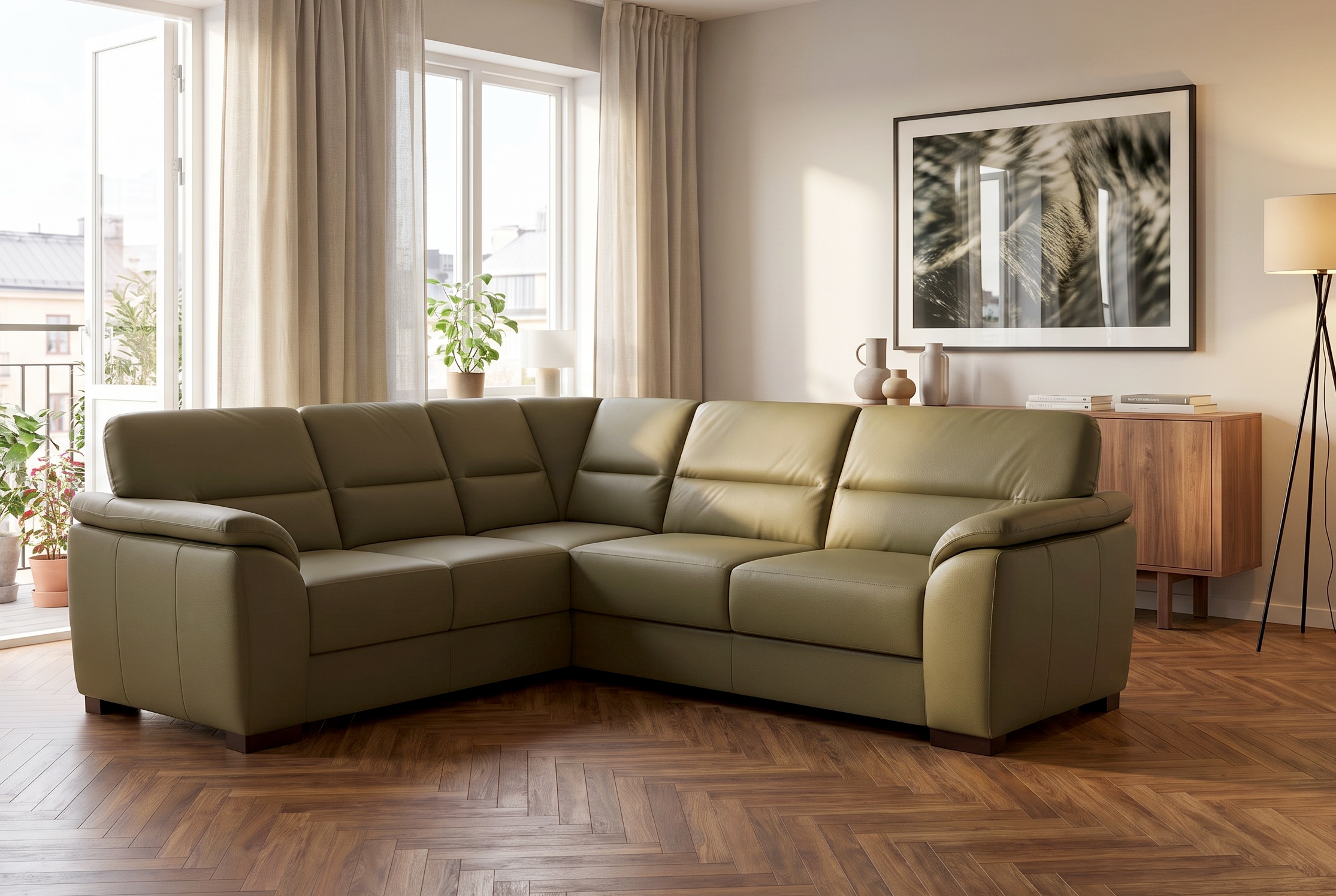 Image of sit&more Ecksofa "Montego Leder, L-Form, B: 255cm" wahlweise mit Schlaffunktion und Schubkasten