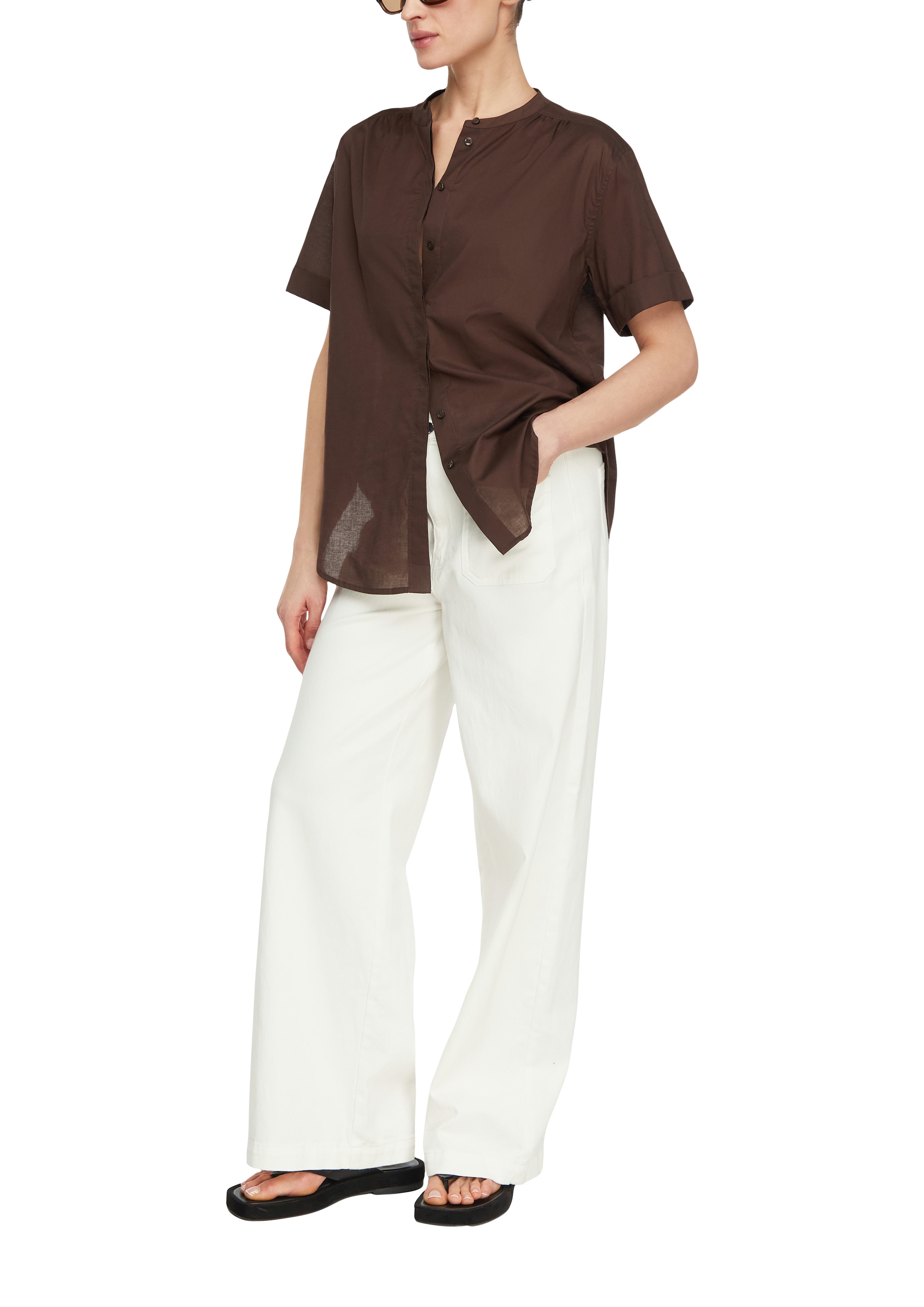 Comma Blouse à manches courtes avec fermeture à 1 bouton