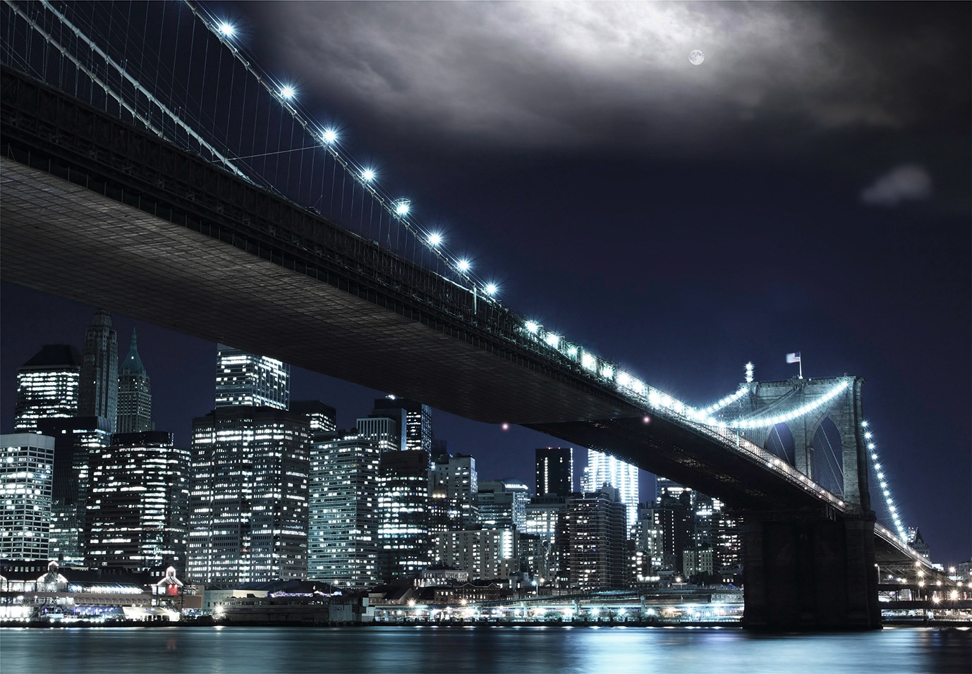 Image of Papermoon Fototapete "Brooklin Bridge by night" glatt
