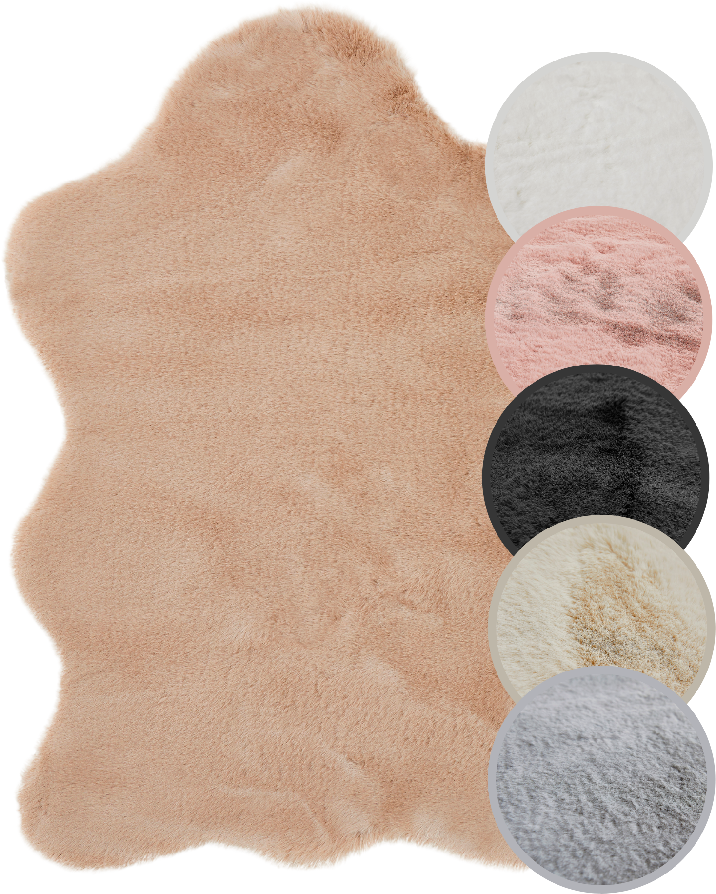 my home Tapis en fourrure »Lugano« En forme de fourrure 30 mm Höhe Kunstfell, Uni Farben, weich & kuschelig, auch als 2er Set erhältlich