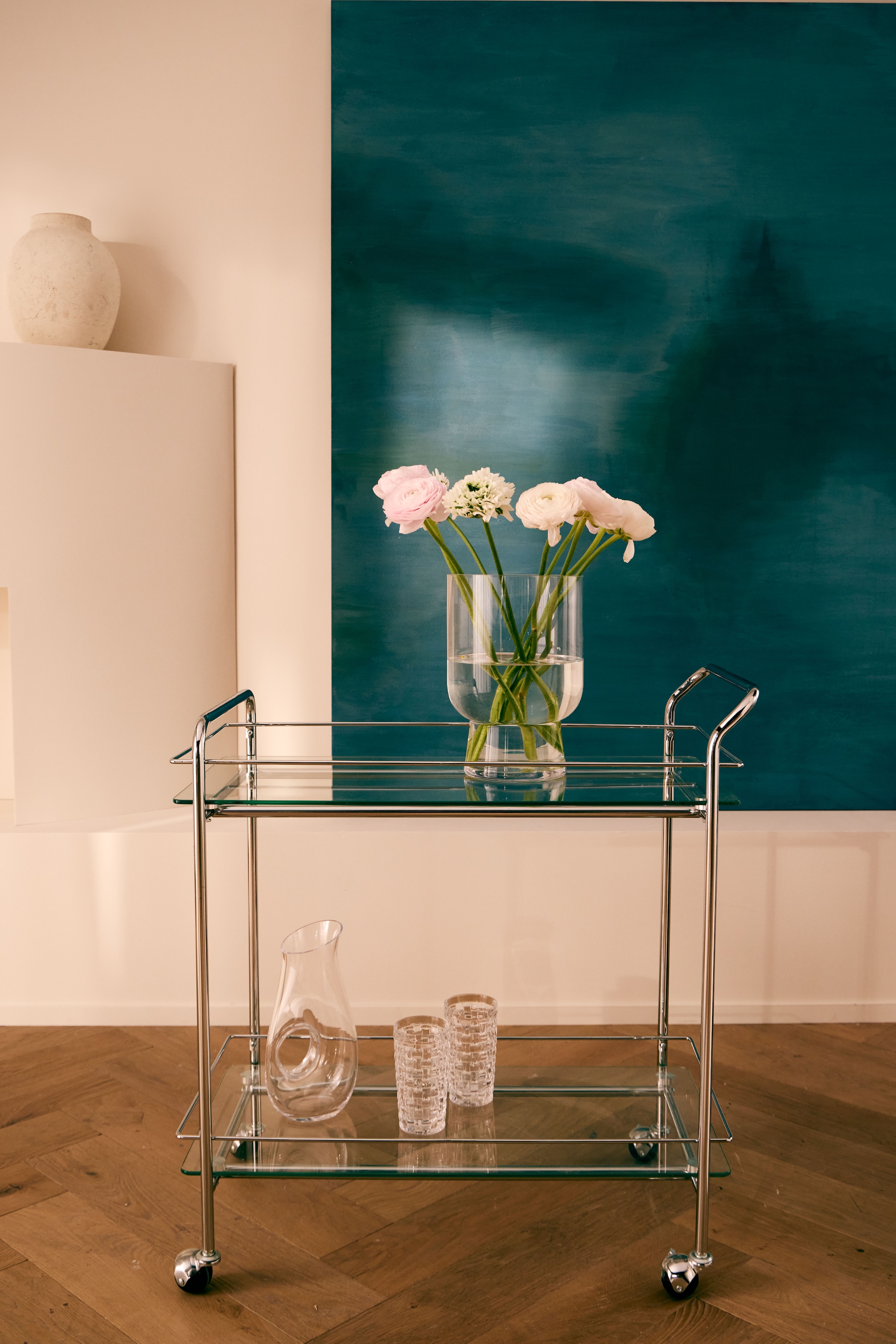 LeGer Home by Lena Gercke Chariot à roulettes »Alimore« mit Glasablagen und Rollen, Modernes Design, Breite 75 cm, Höhe 80 cm