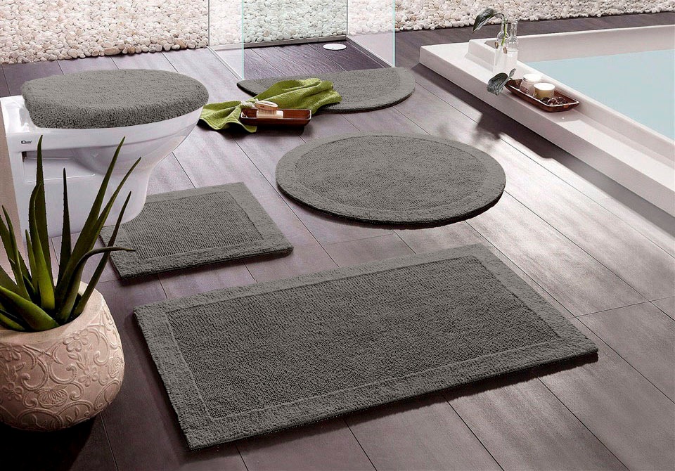 Image of GOODproduct Badematte "Kapra 1, Badvorleger, Badezimmer Teppich" Höhe 14 mm beidseitig nutzbar fussbodenheizungsgeeignet strapazierfähig mit Bordüre, Badteppich, Badematte, Baumwolle