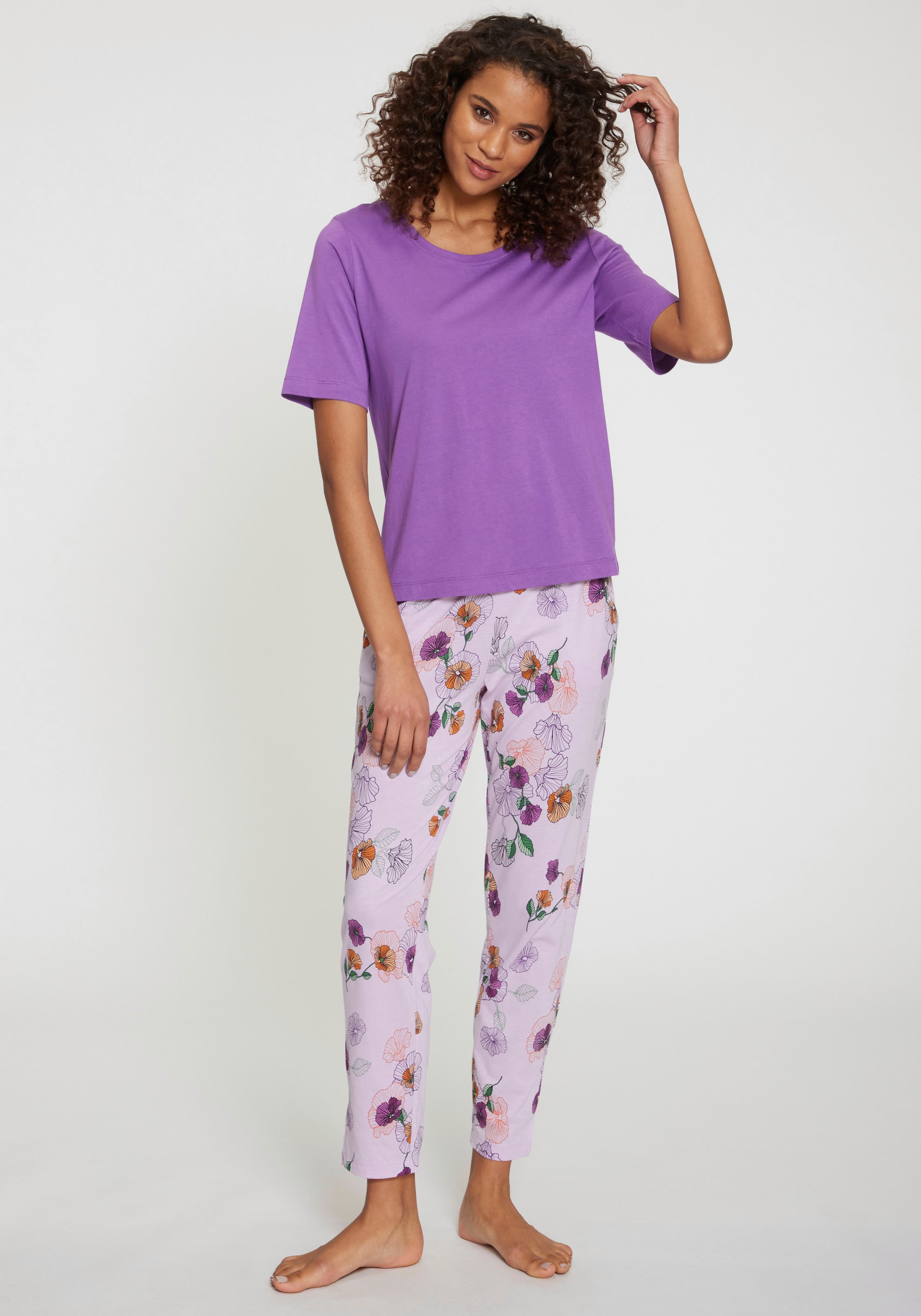 Pyjama, (2 tlg.), mit Blumen-Druck