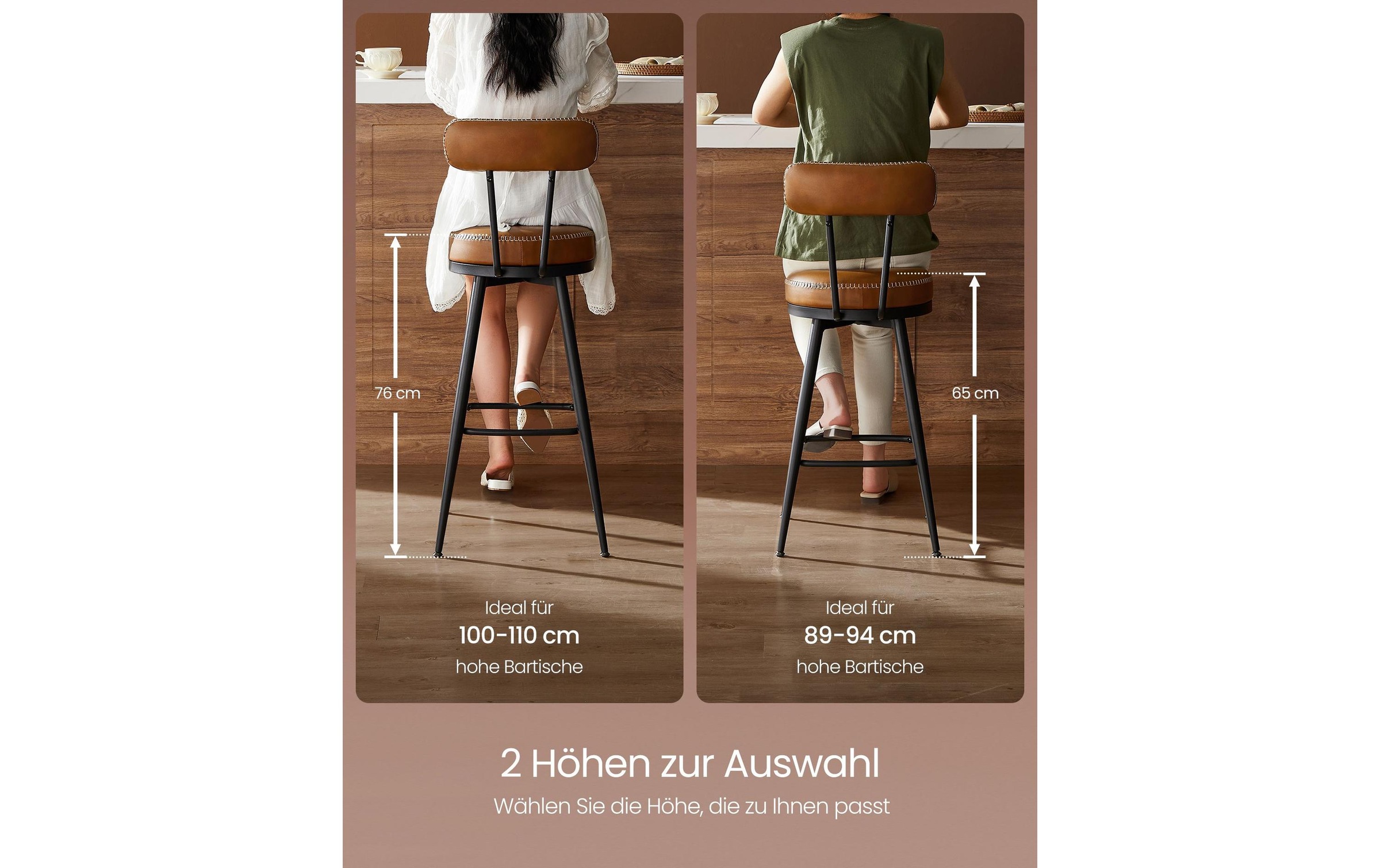 VASAGLE Barhocker »2 Stück 56 x 101.3 cm« 2 Stk. tlg.