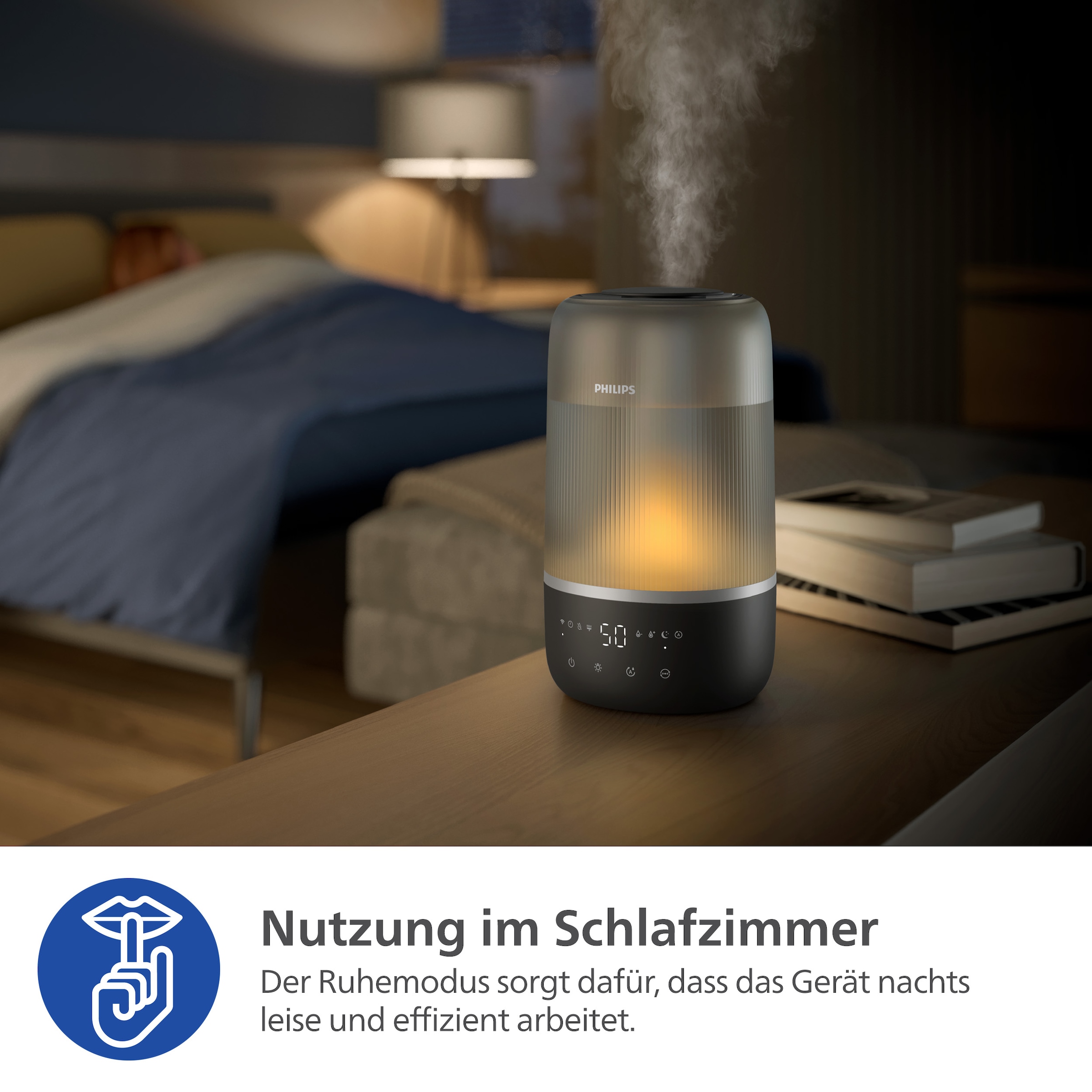 Philips Luftbefeuchter »HU1510 1000 Series, ultraschall« 3 l Wassertank für 41 m² Räume, mit Aroma-Diffusor, Stimmungslicht, App verbunden