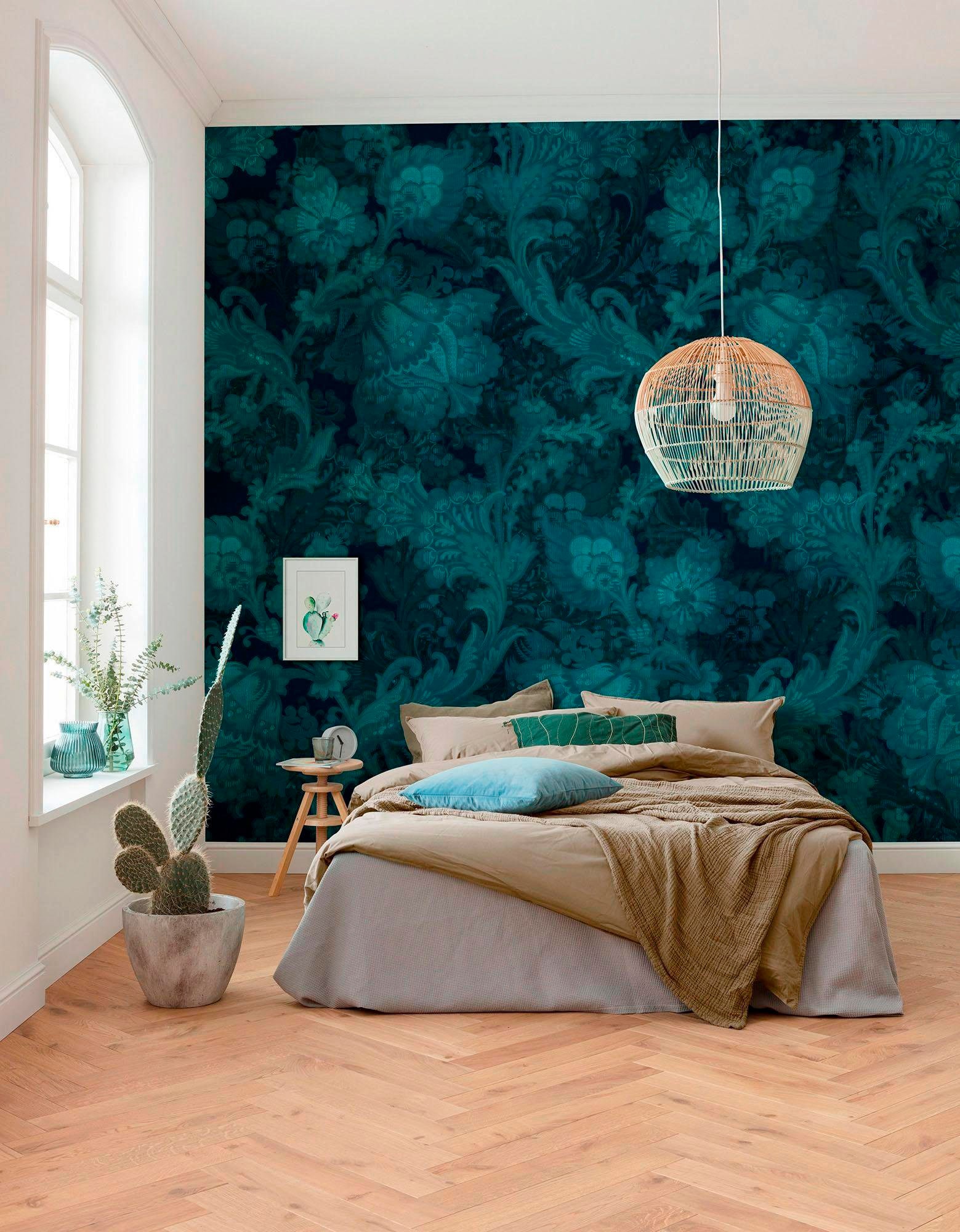 Komar Vliestapete »Digitaldruck Vlies - Fleurs de Nuit - Grösse 400 x 280 cm«, bedruckt, Wohnzimmer, Schlafzimmer