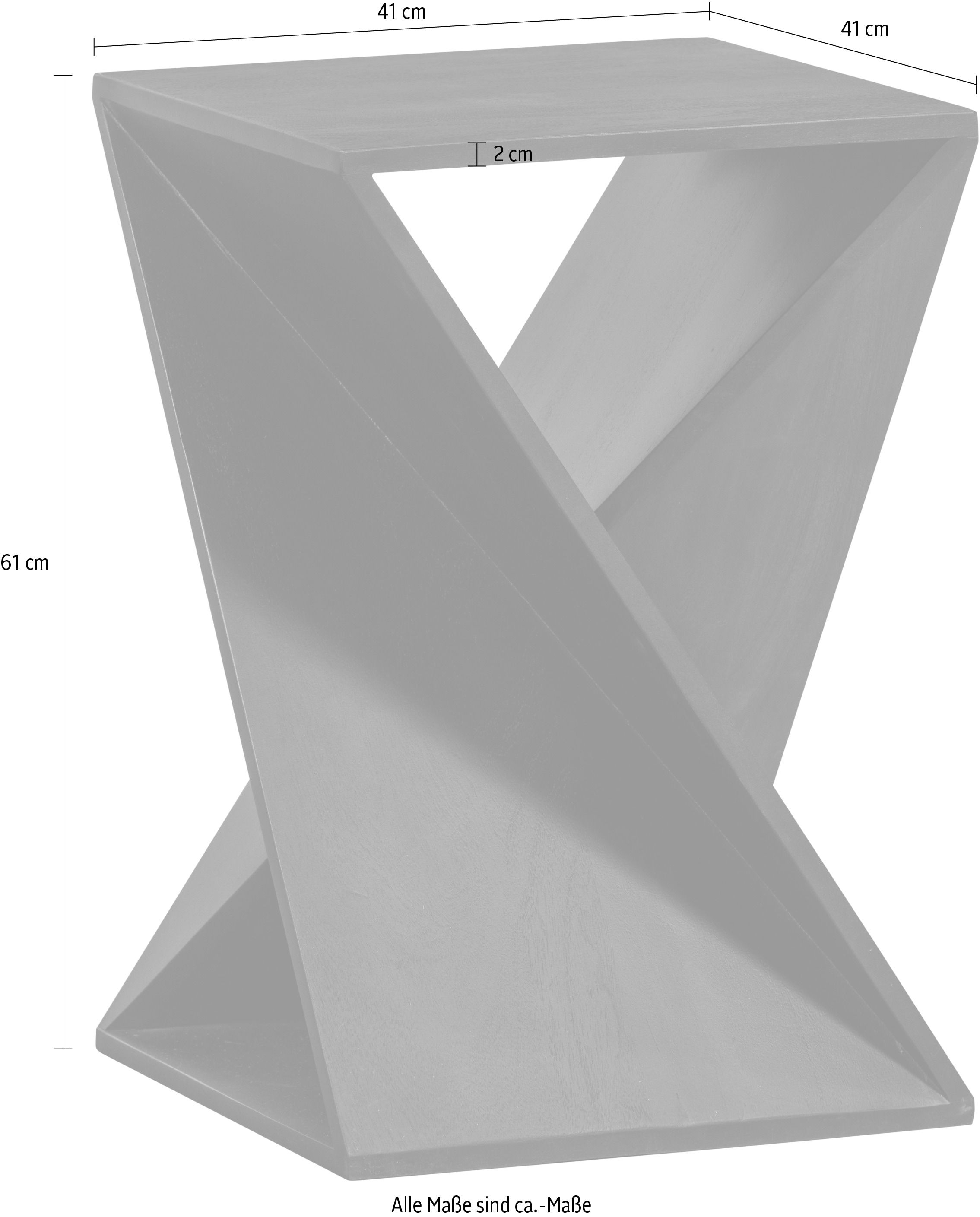 WOOOD Beistelltisch »Ikem aus Akazienholz mit Naturmaserung 41x41x61 cm« Tragkraft 50 kg, ausgeprägte Flamm- und Maserzeichnung