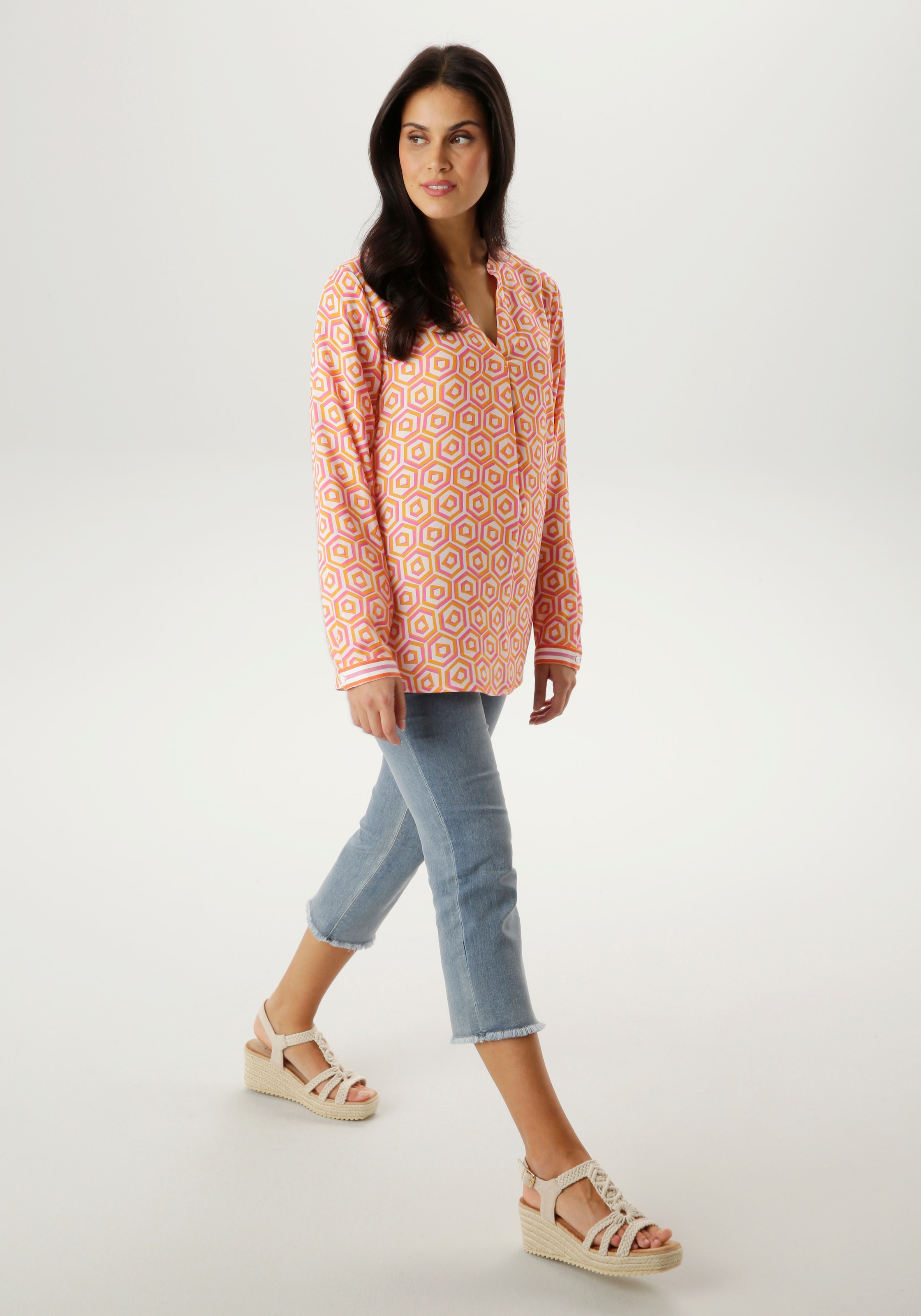 Aniston SELECTED Schlupfbluse mit angesagter geometrischer Wabenmusterung -NEUE KOLLEKTION