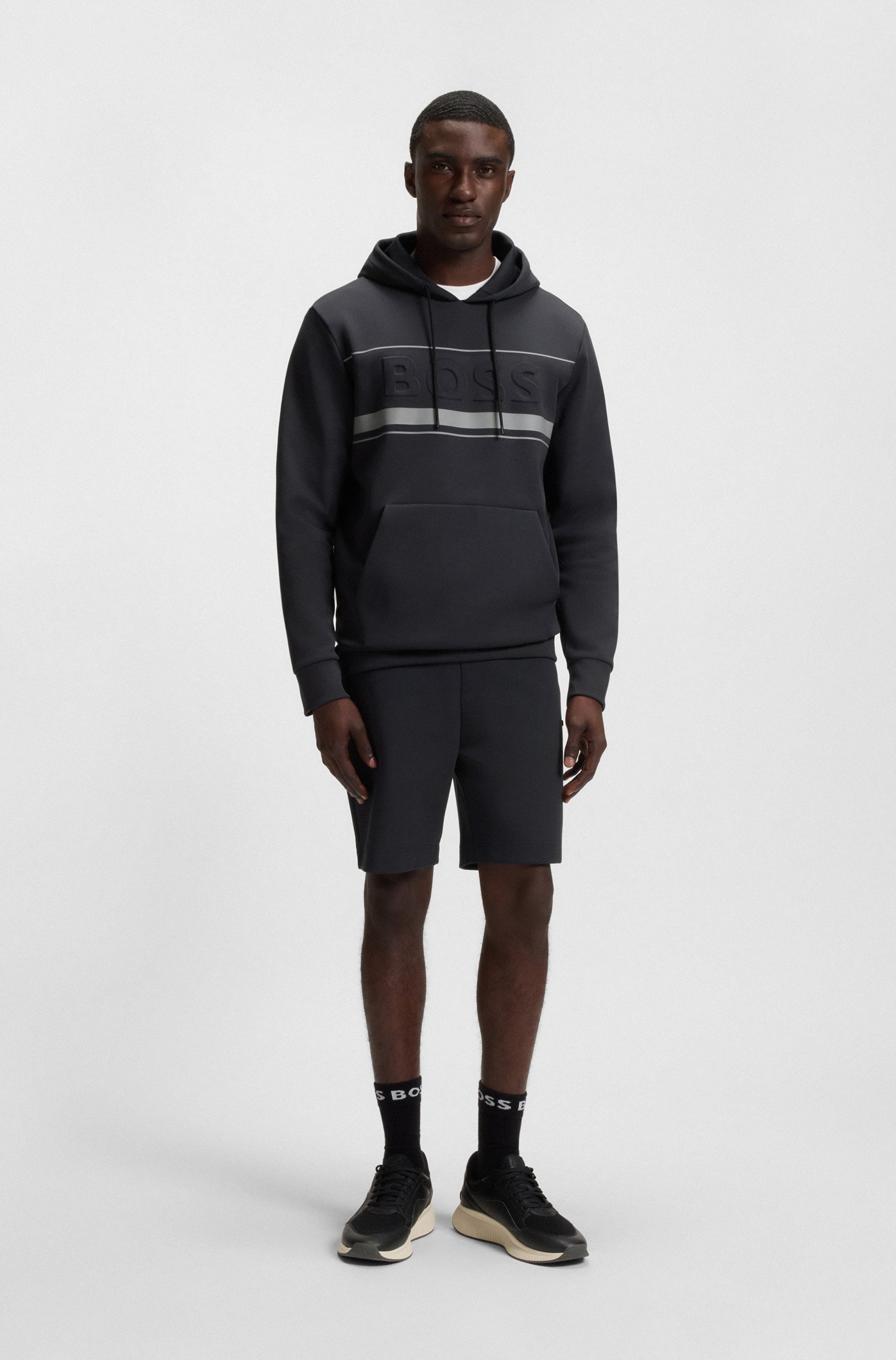 BOSS GREEN Kapuzensweatshirt »Soody Zone«, mit geprägtem Logo und sportiven Streifen