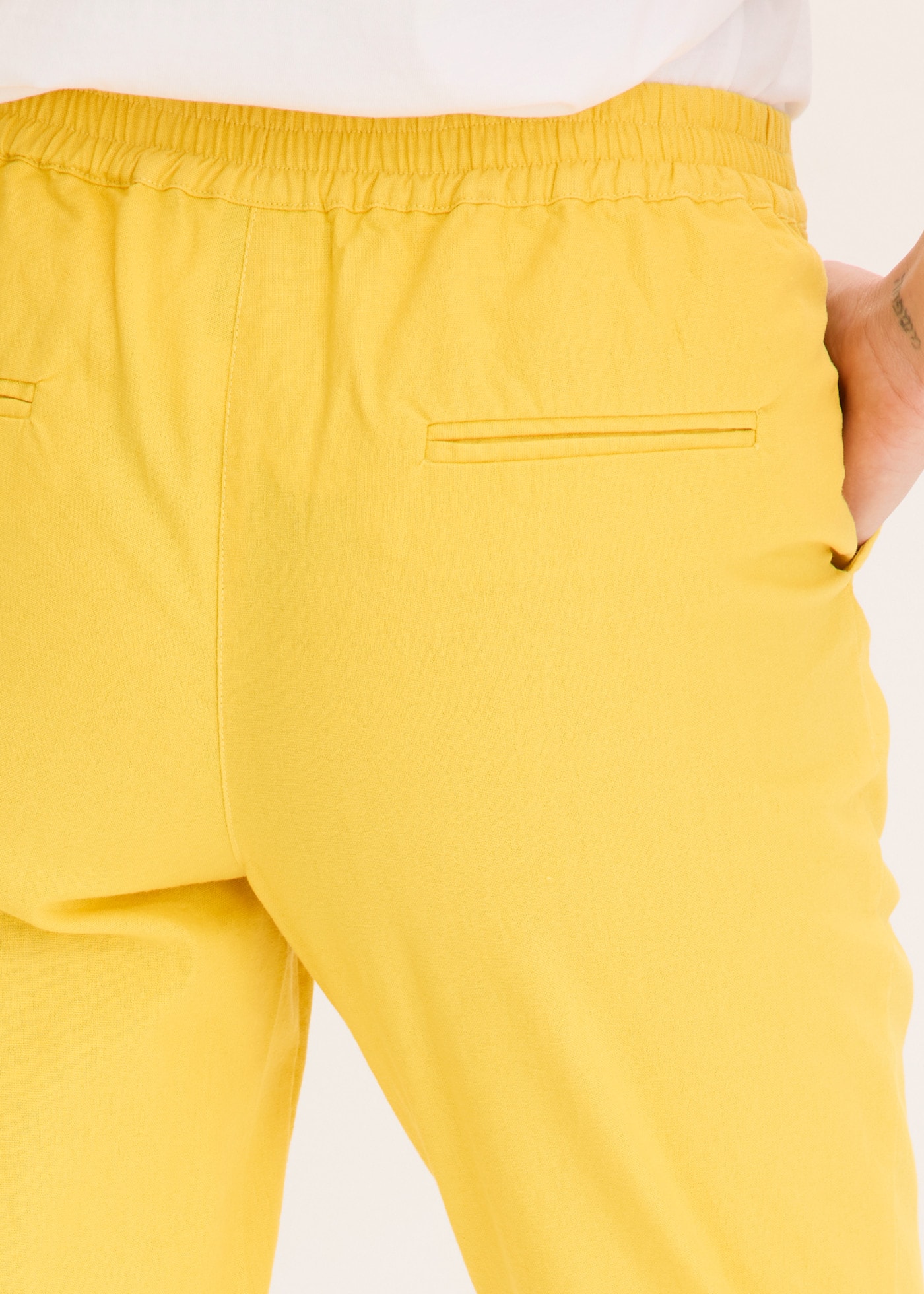 bonprix Pantalon en lin »Leinenhose«  en lin et coton, coupe Regular Fit, avec ceinture élastique