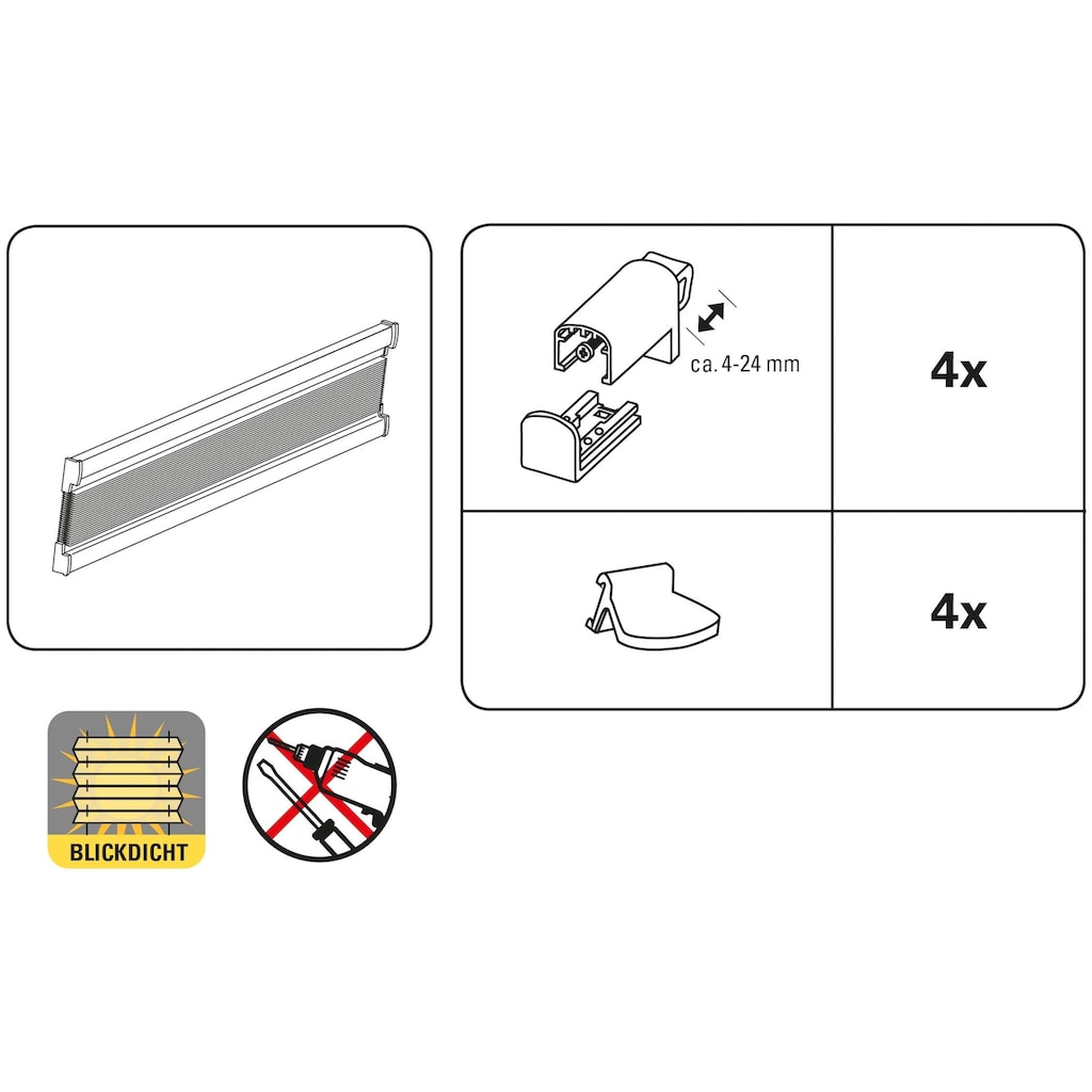 GARDINIA Plissee »EASYFIX Plissee Katy Wave mit 2 Bedienschienen«, Lichtschutz, ohne Bohren, verspannt, in der Breite kürzbar