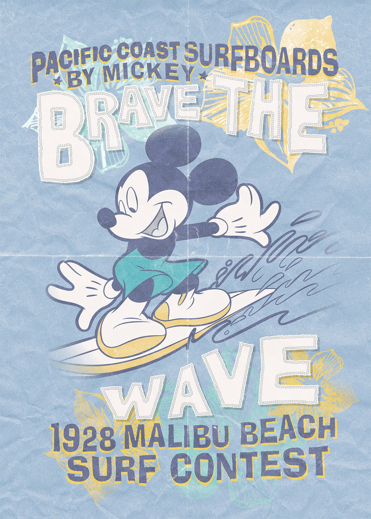 Image of Komar Vliestapete "Digitaldruck Vlies - Mickey Brave the Wave - Grösse 200 x 280 cm" bedruckt glatt Kinderzimmer