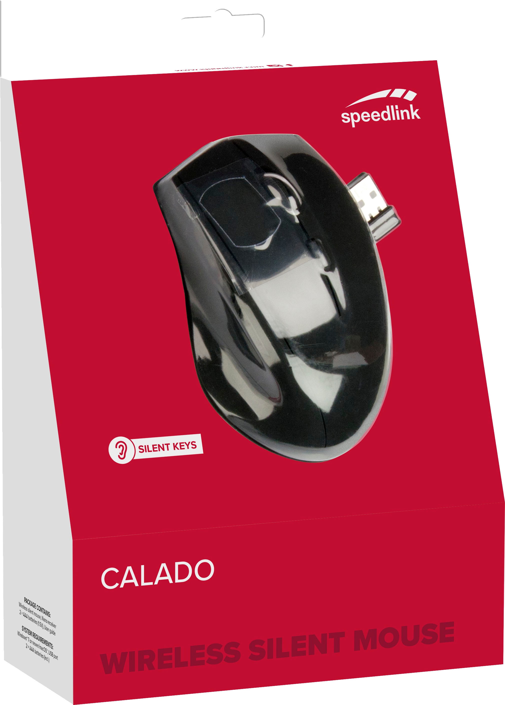 Speedlink Maus »CALADO Silent - Wireless USB«, kabellos, kabellos, leise Tasten