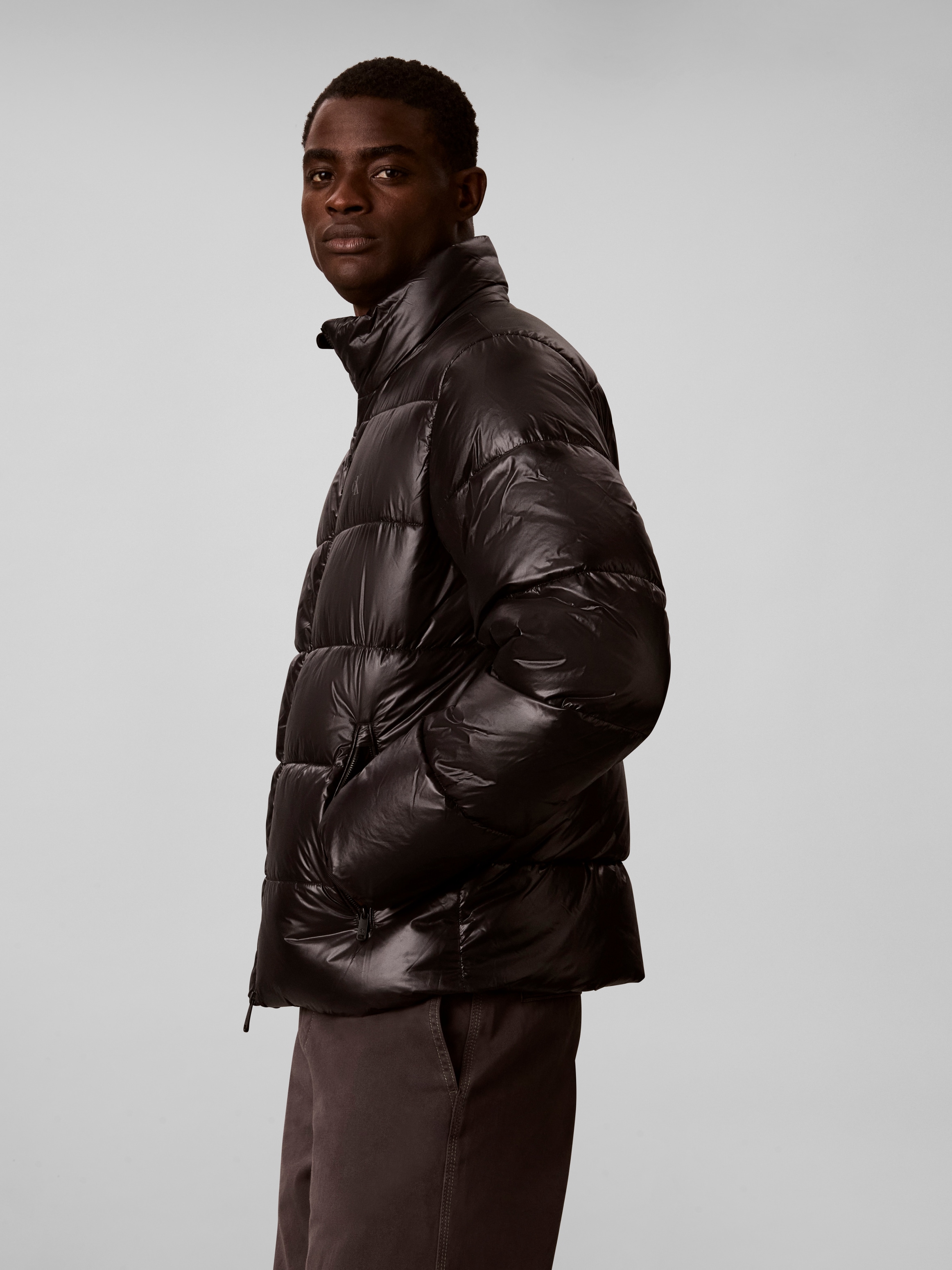 Calvin Klein Veste matelassée »HIGH SHINE NYLON PUFFER« sans capuche Regular fit mit Stehkragen