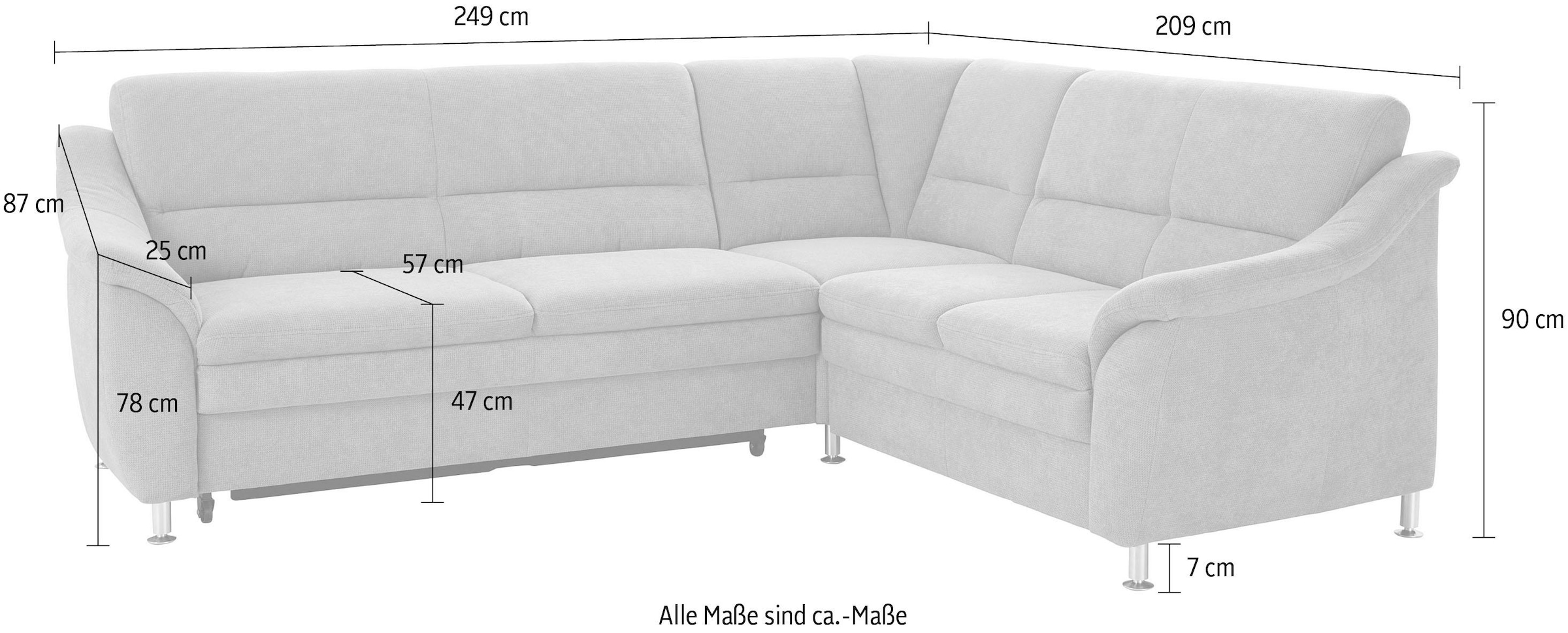 sit&more Canapé d'angle »Cardoso L-Form« mit Federkern, wahlweise mit Bettfunktion und Schubkasten