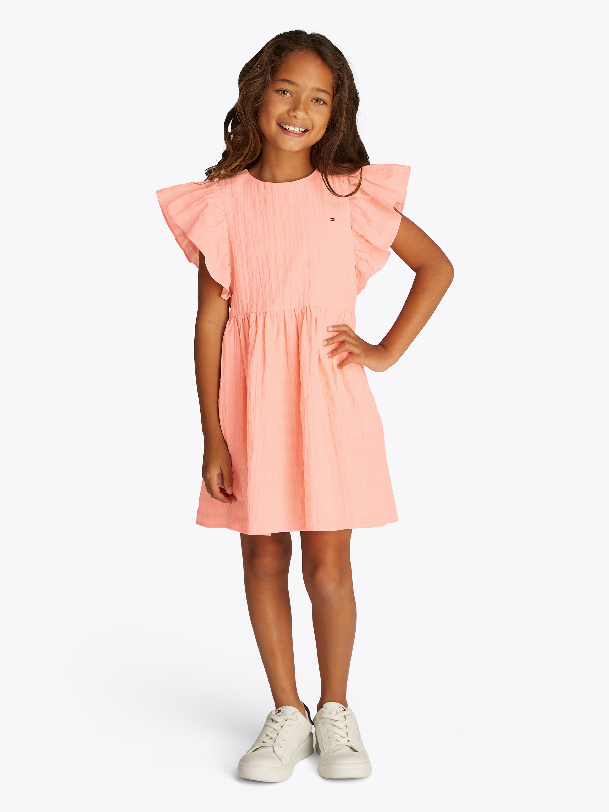 Tommy Hilfiger Sommerkleid »TEXTURED COTTON DRESS SS«, mit Flügelärmeln, mit Struktur