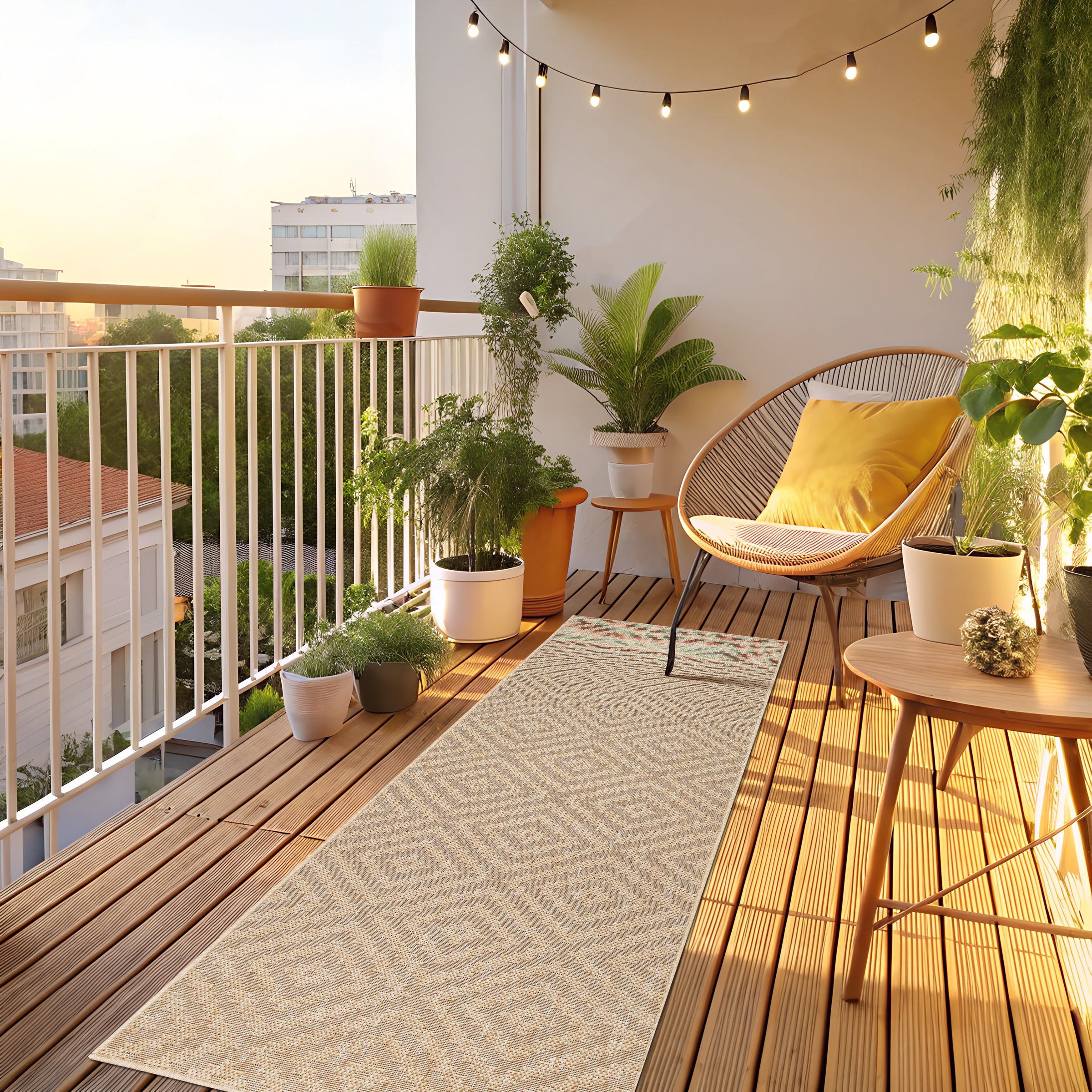 my home Teppich »Cordoba auch als Läufer erhältlich«, rechteckig, 3 mm Höhe, In- und Outdoor geeignet, Sisal-Optik, Wetterfest & UV-beständig, Boho