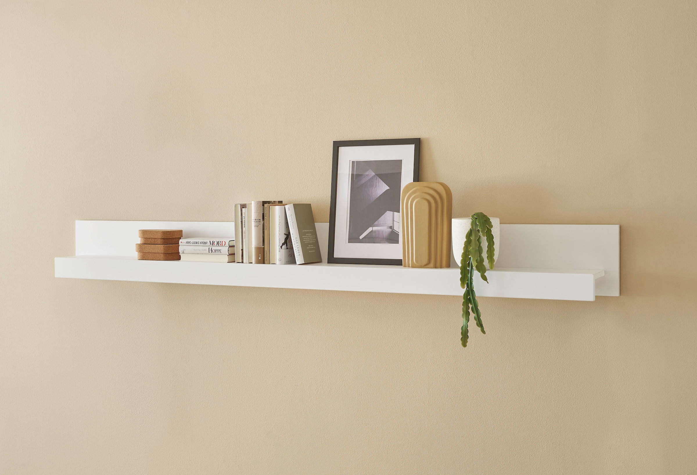 Image of Home affaire Wandboard "Chester, modernes, zeitloses Wandregal, Wandhalter mit Stauraum" 1 Stk. tlg. vielseitig einsetzbares Hängeregel, 217 cm breit, Weiss Matt