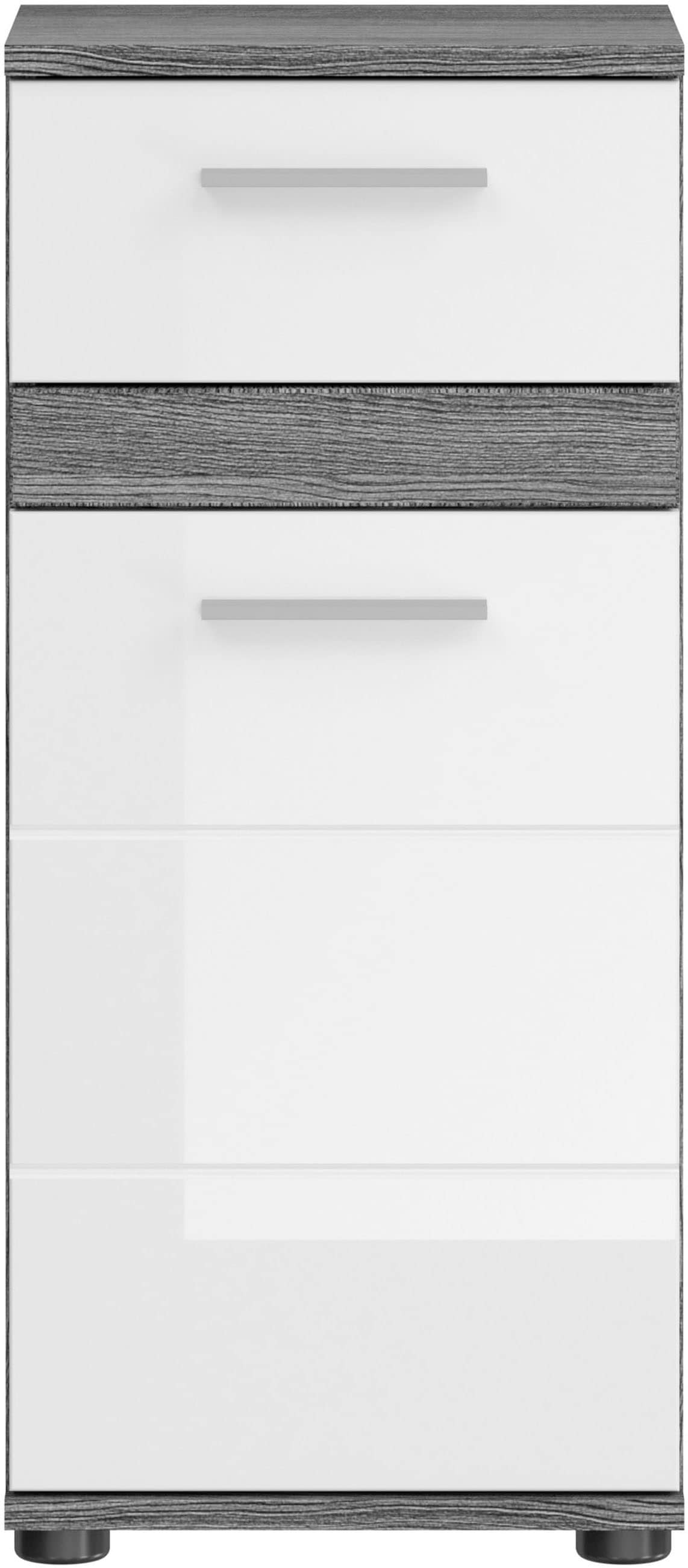 welltime Badmöbel-Set »LUCCA, 4-teilig, TOPSELLER!, MDF Hochglanzfront, bestehend aus:«, (Set, 4 St.), Waschbeckenunterschrank, Spiegel, Unterschrank, Hängeschrank