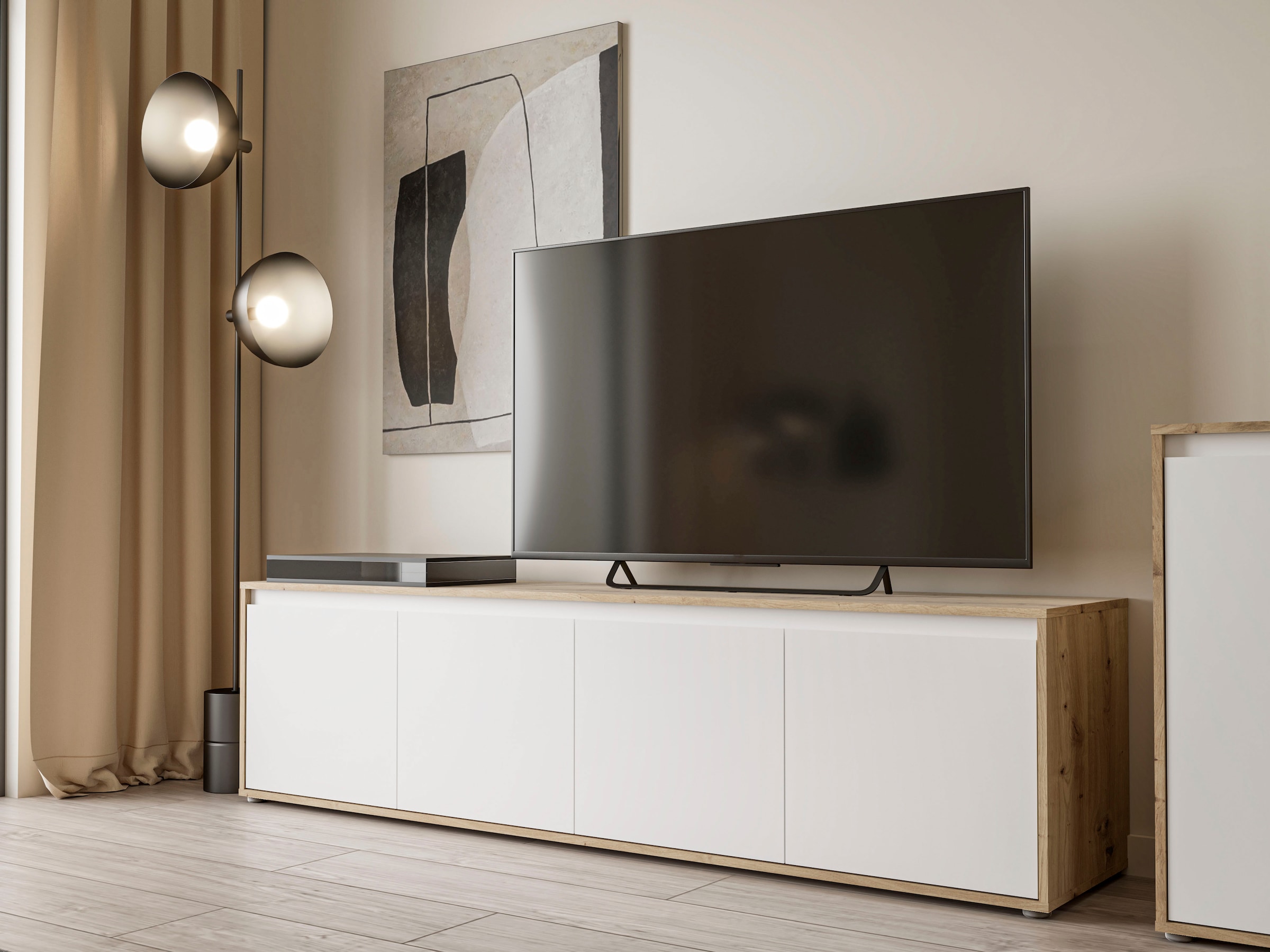 FORTE Lowboard »TV-Board gross Breite ca 190 cm« B/H/T 188,3/49,7/42 cm,  grifflose Front, viel Stauraum,