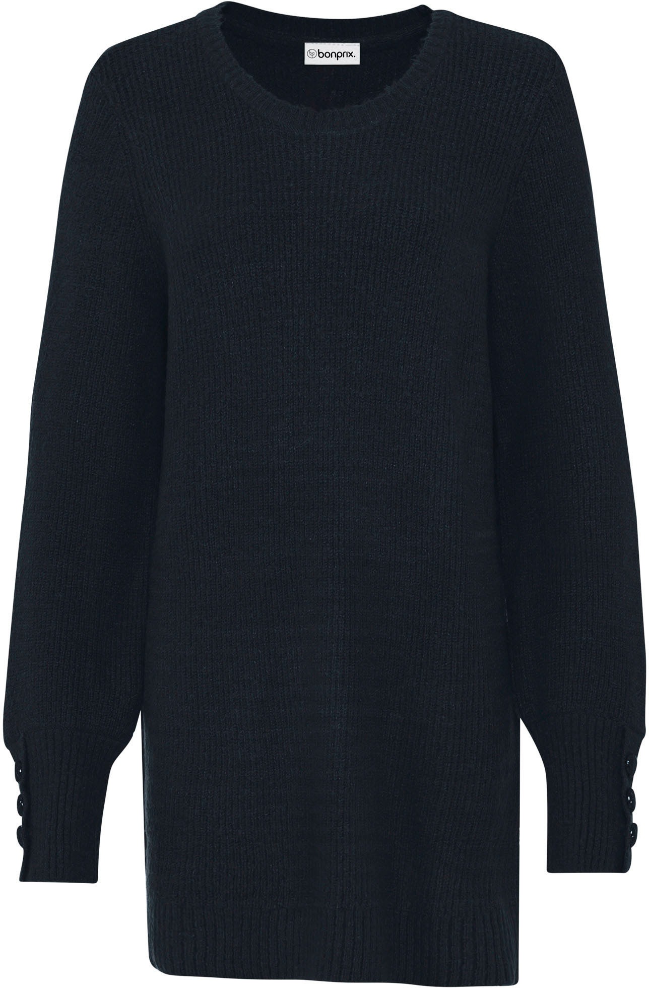 bonprix Longpullover »Longpullover mit Knöpfen« mit dekorativen Knöpfen, mit Rundhalsausschnitt