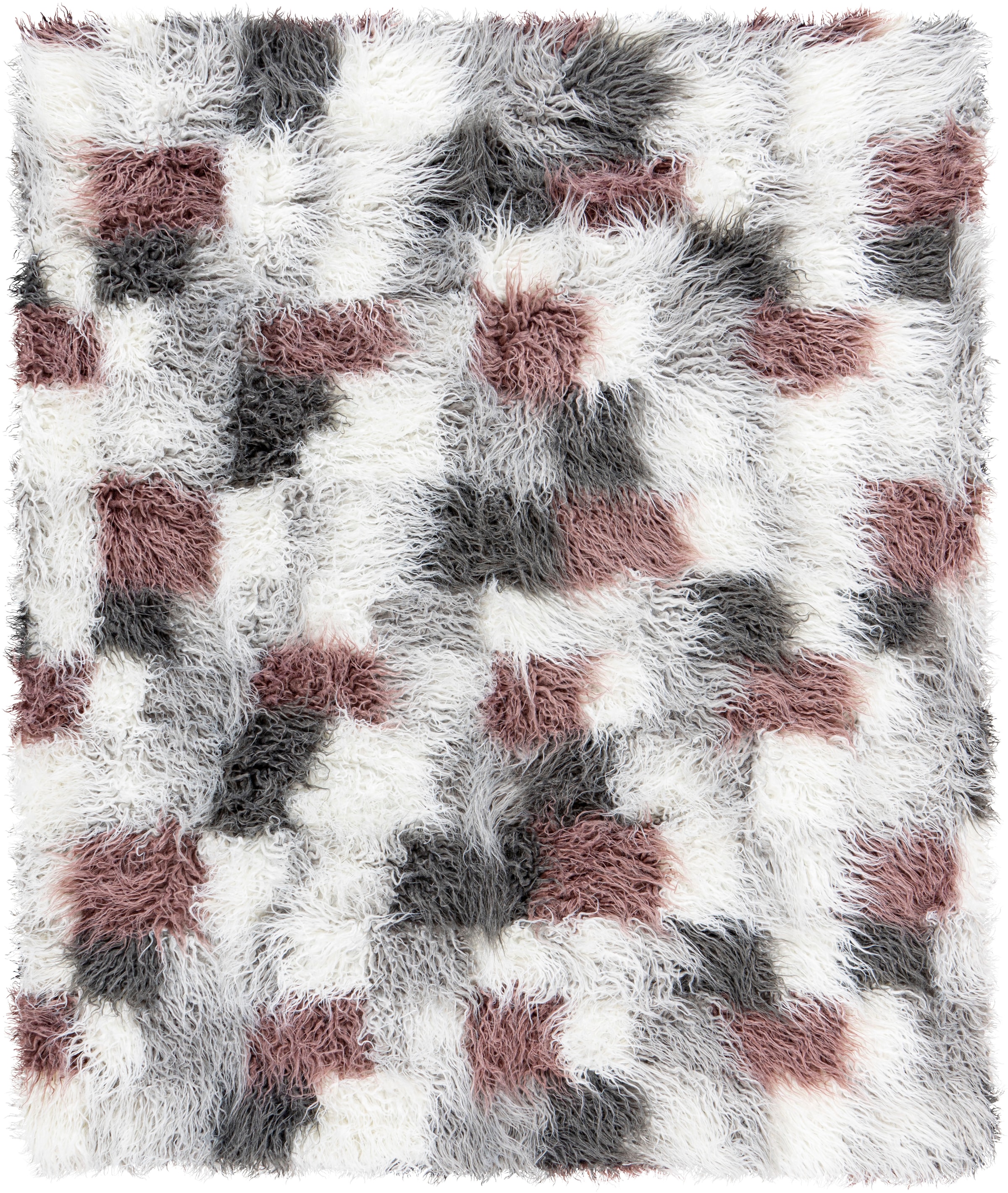 Obsession Hochflor-Teppich »My Boogie 931«, rechteckig, 75 mm Höhe, Kunstfell, Tibetfell Optik, weicher Hochflor, modern, kariertes Design