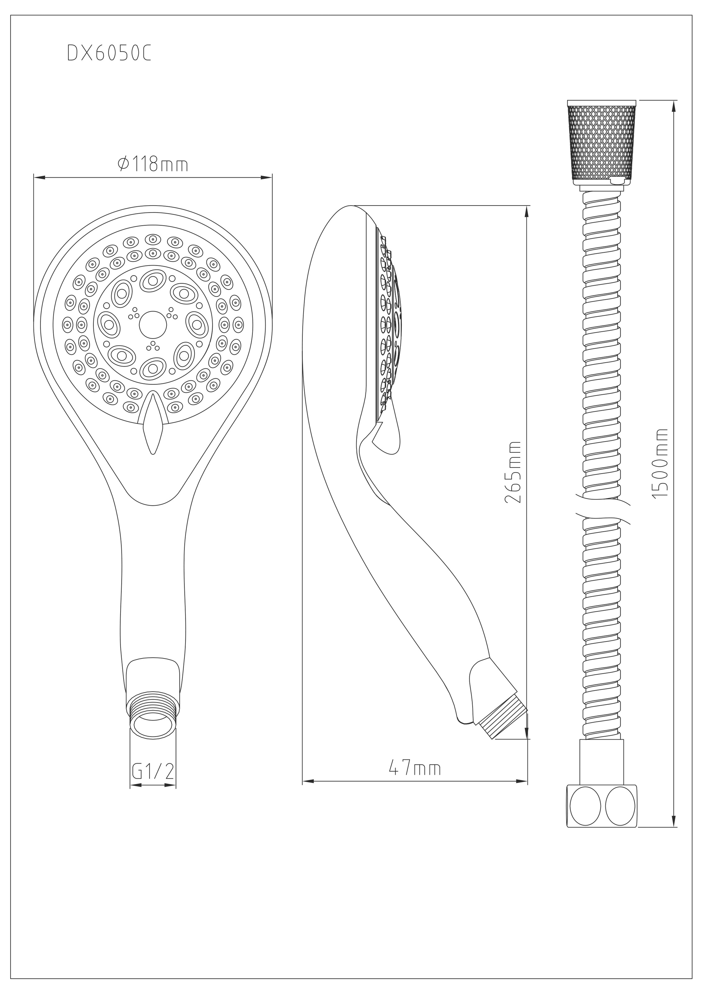 Eisl Handbrause "Welly" Set, Duschkopf mit Schlauch und 5 Funktionen, Chrom